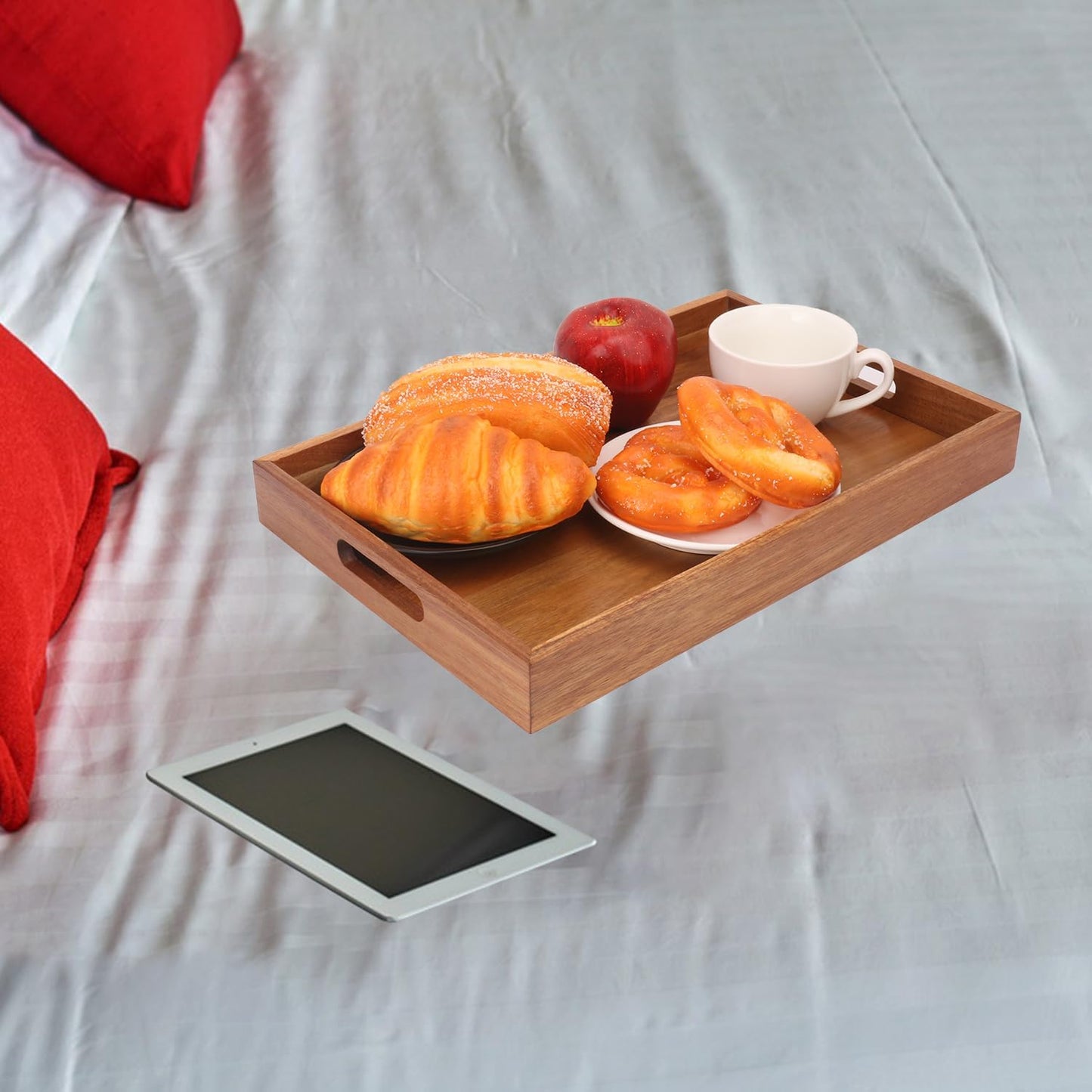 Acacia Wood Serving Tray / 15 x 10 / Set of 3
