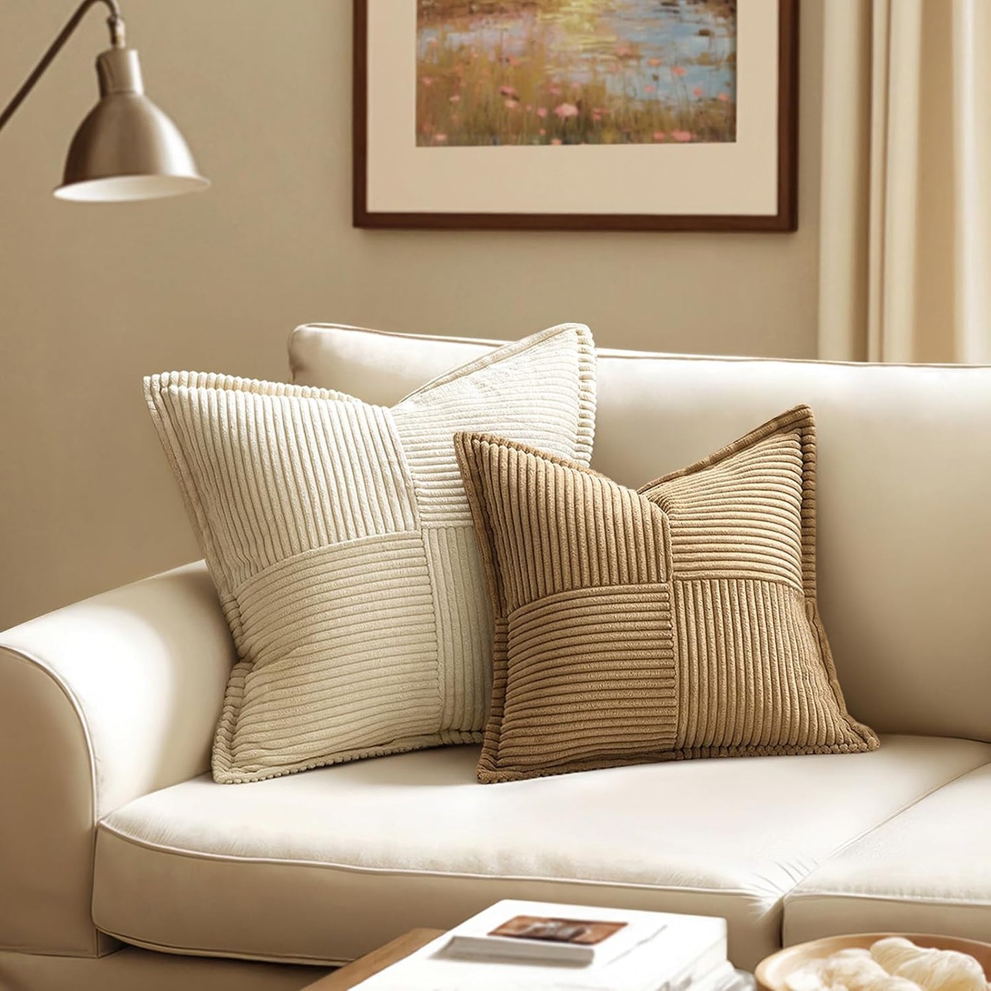 Decorative Throw Pillow Covers / 18 x 18 / Brown / Set of 2