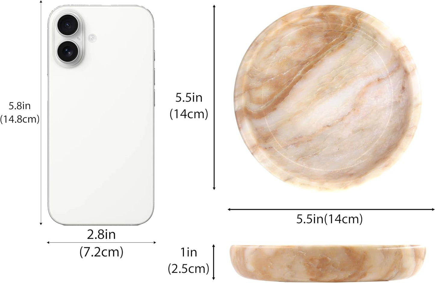 Small Marble Jewelry Tray Key Plate Holder Dish Trinket Decor Catch All / Calacatta Glod / Natural