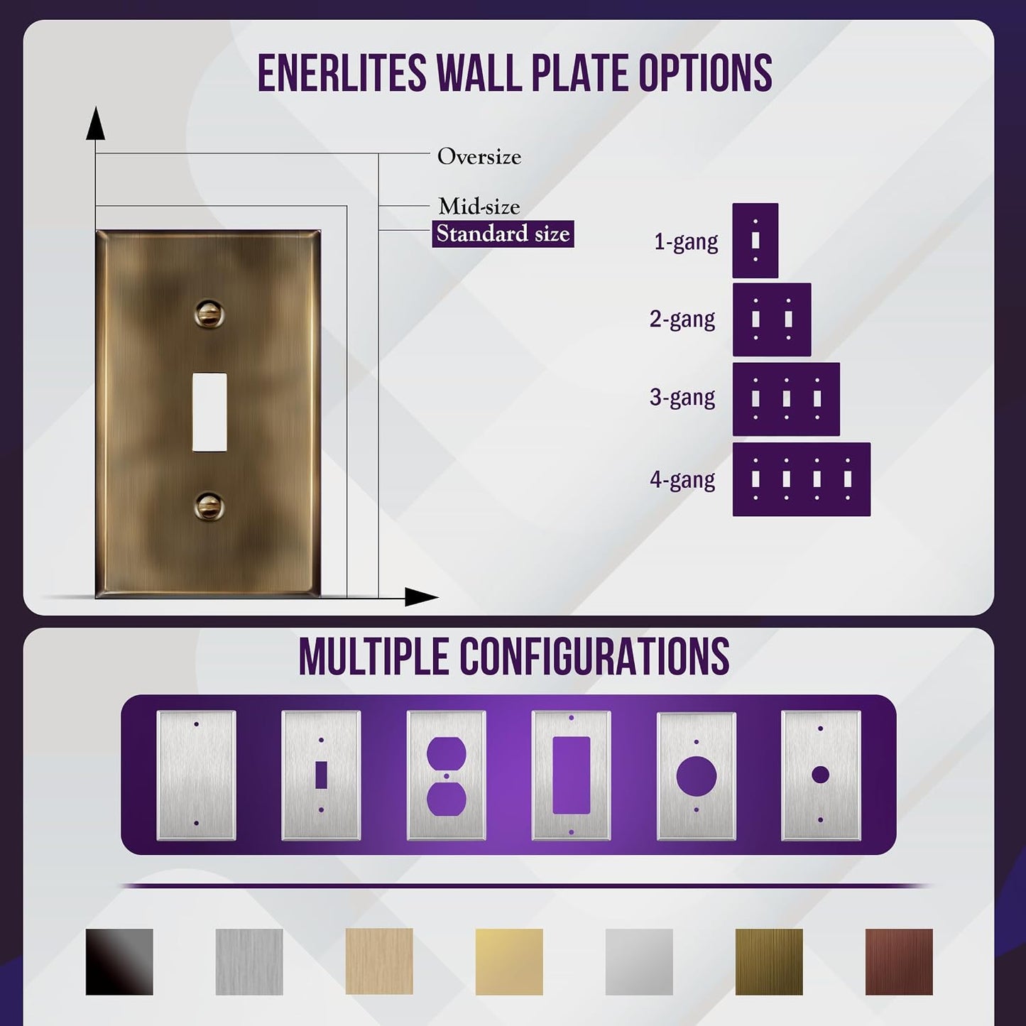ENERLITES Double Toggle Light Switch Metal Cover Plate, Stainless Steel Wall Plate, Standard Size 2-Gang 4.50" x 4.57"