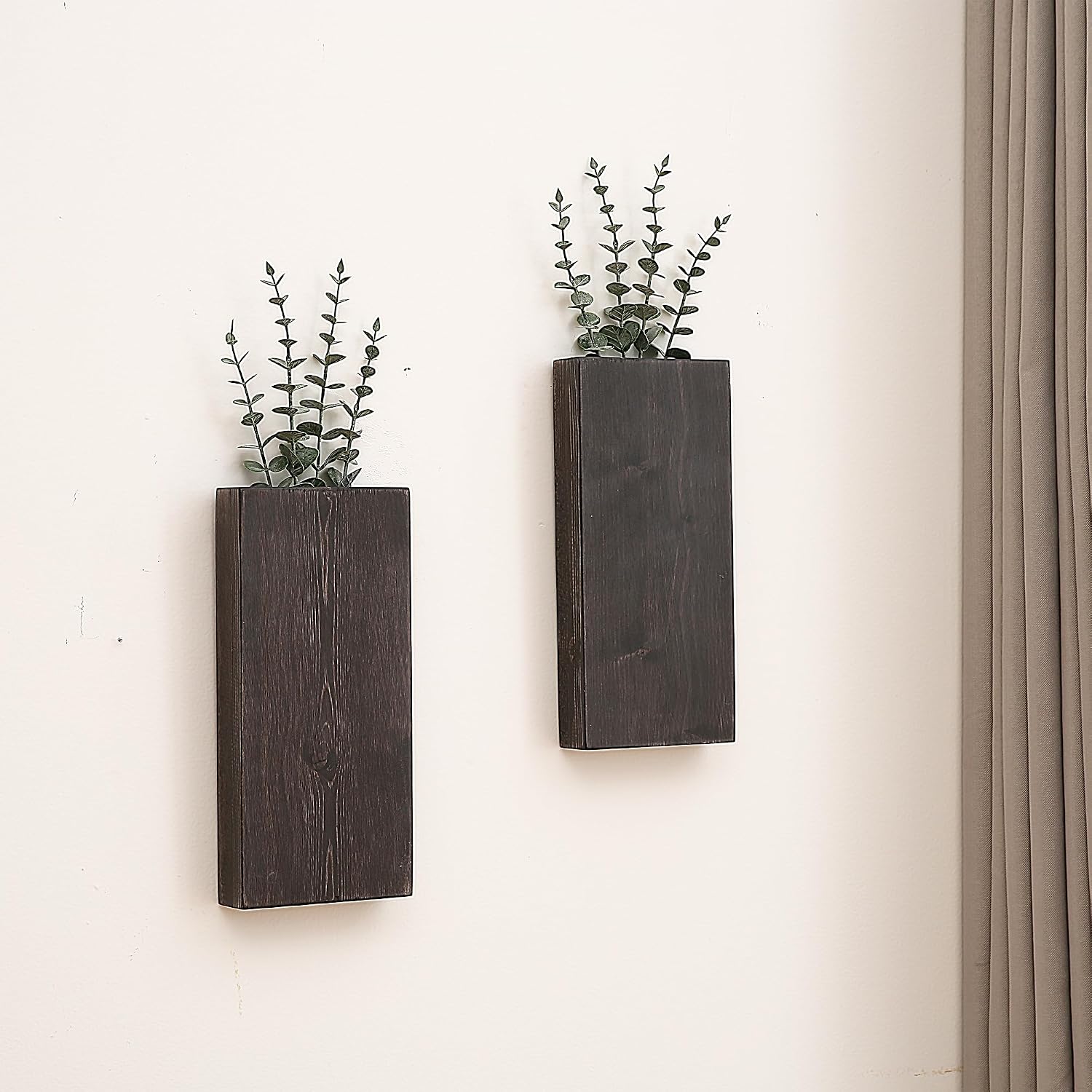 Wood Wall Planter / Expresso / Set of 2