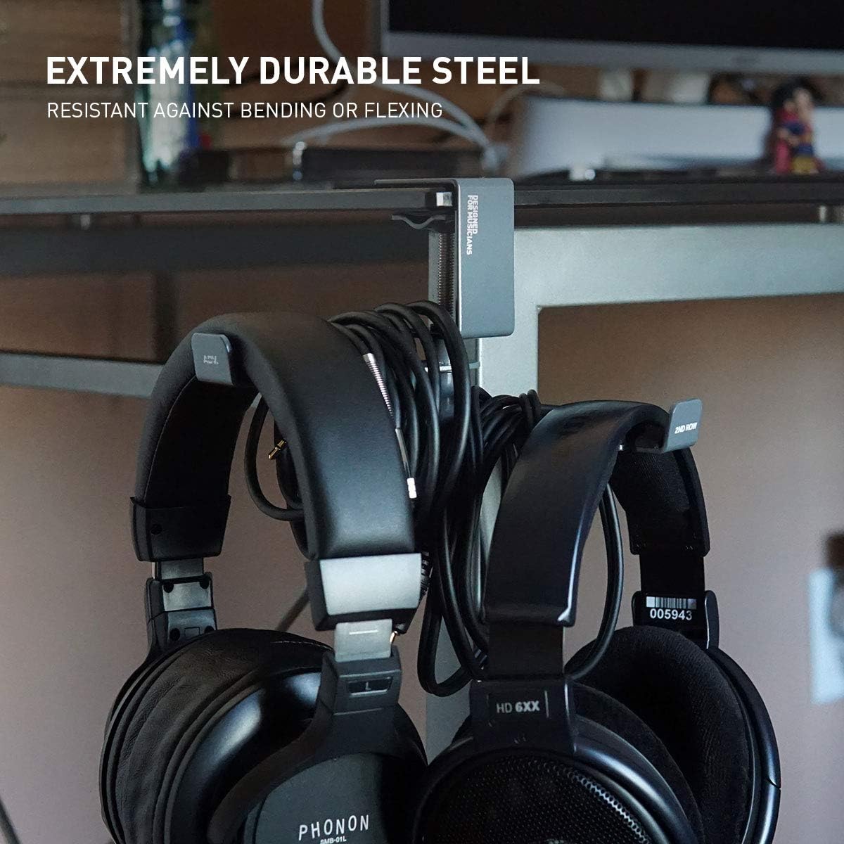ADV. Dual Suspension Headphone Stand – Floating Headset Stand with 360° Rotating Arm, Adjustable Clamp for Desk/Table