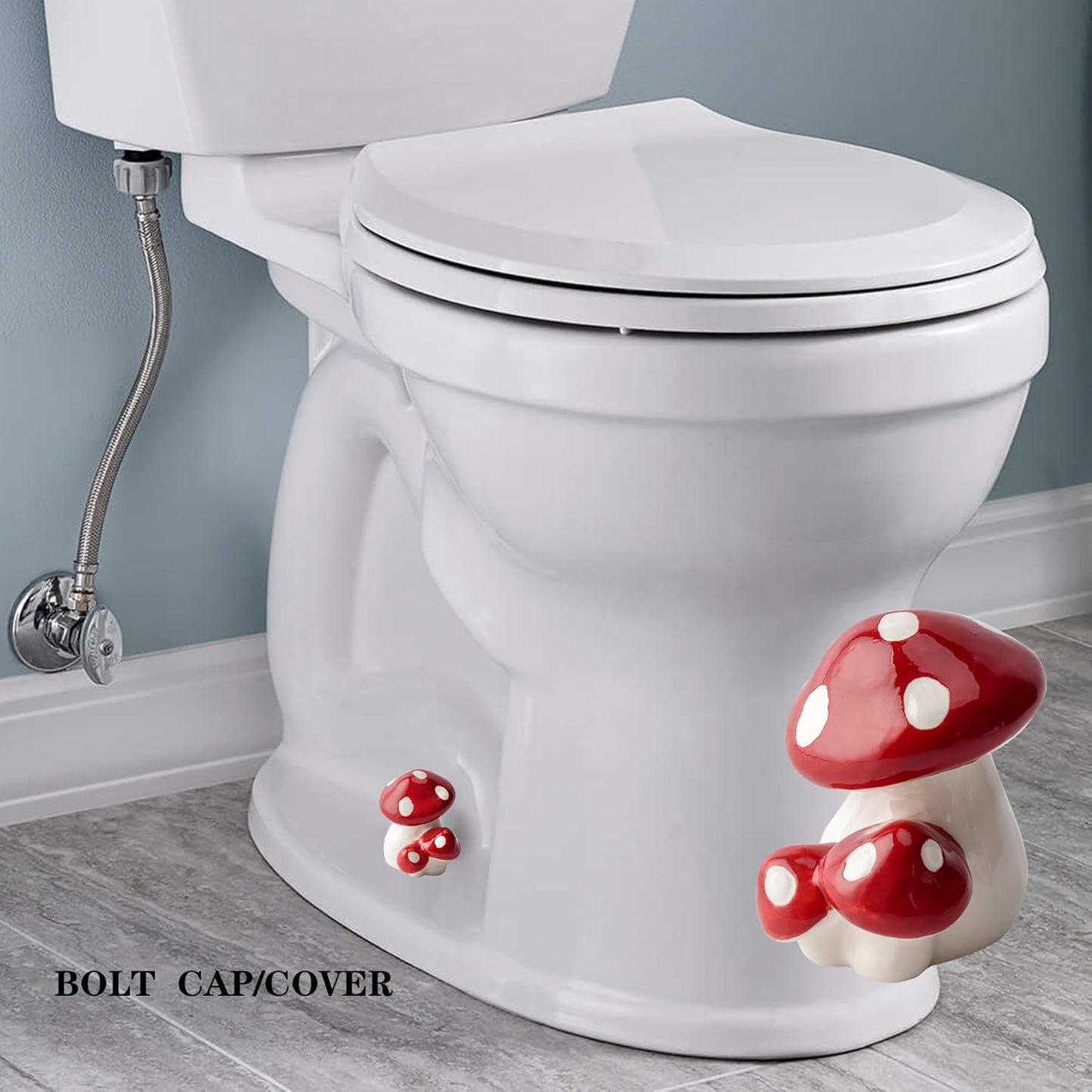 Ceramic Mushroom Decor Covers Toilet Screw Covers Bolts / Red Mushroom / Set of 2