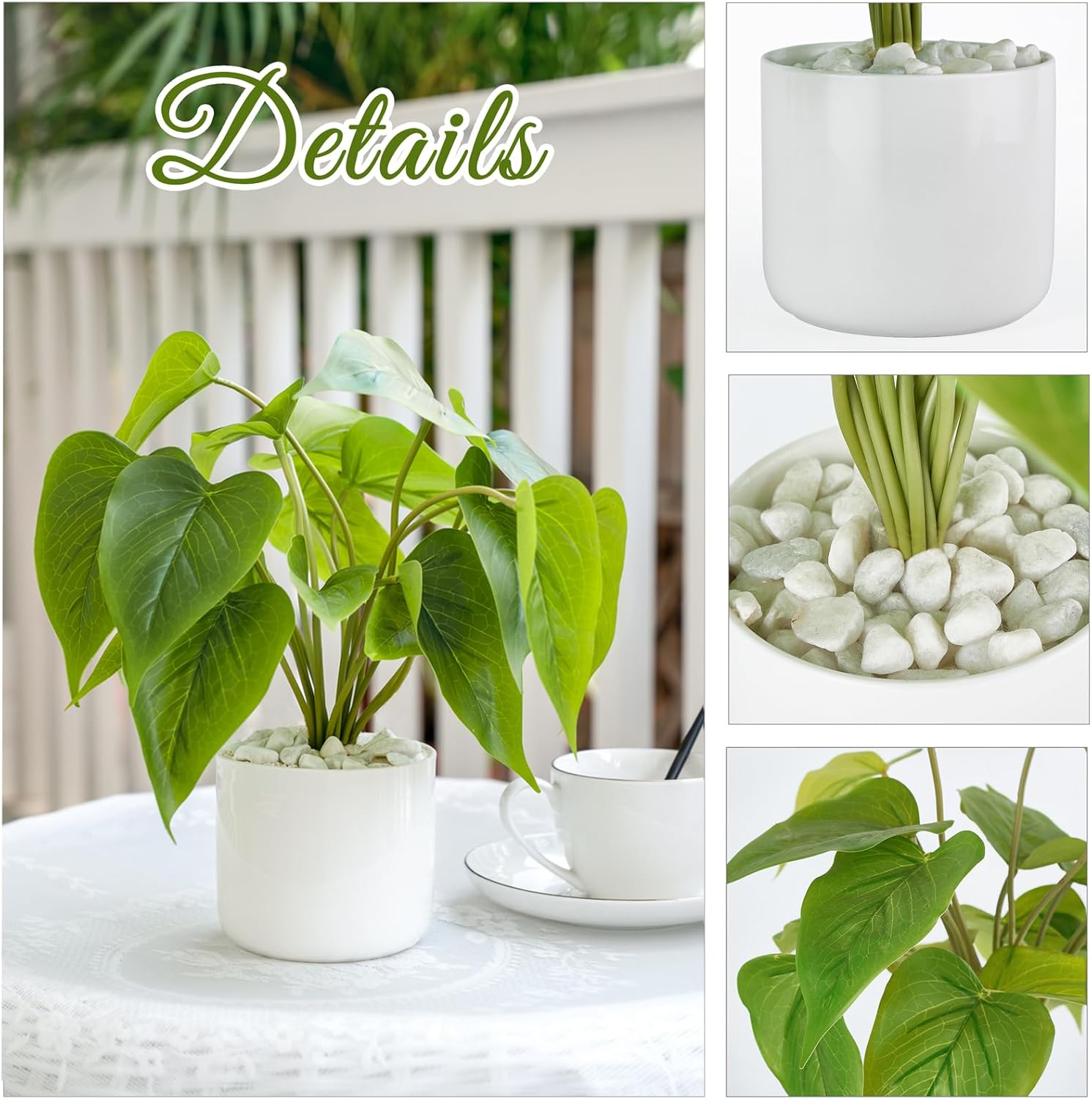 Fake Plants in Ceramic Pot / White / Small