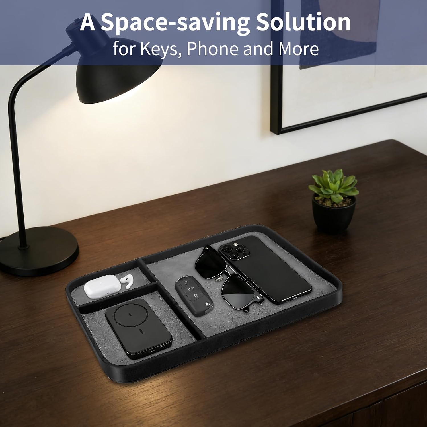 Valet Tray Trendy Organizer / Black