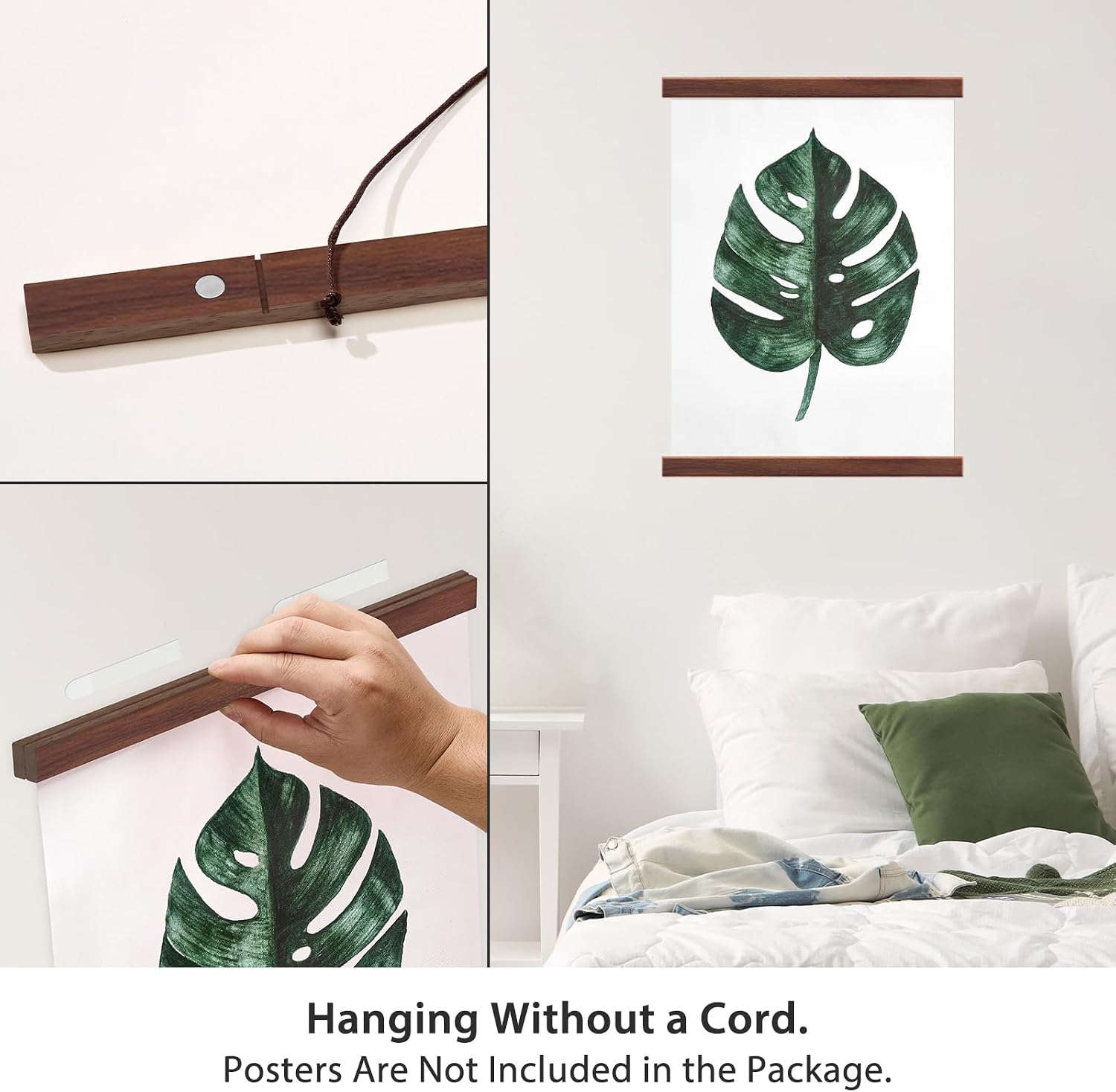 Magnetic Poster Hanger Frame for 18x24 18x18 18x12 Movie Music Posters Wall Art,Walnut Wood Picture Frames for Canvas