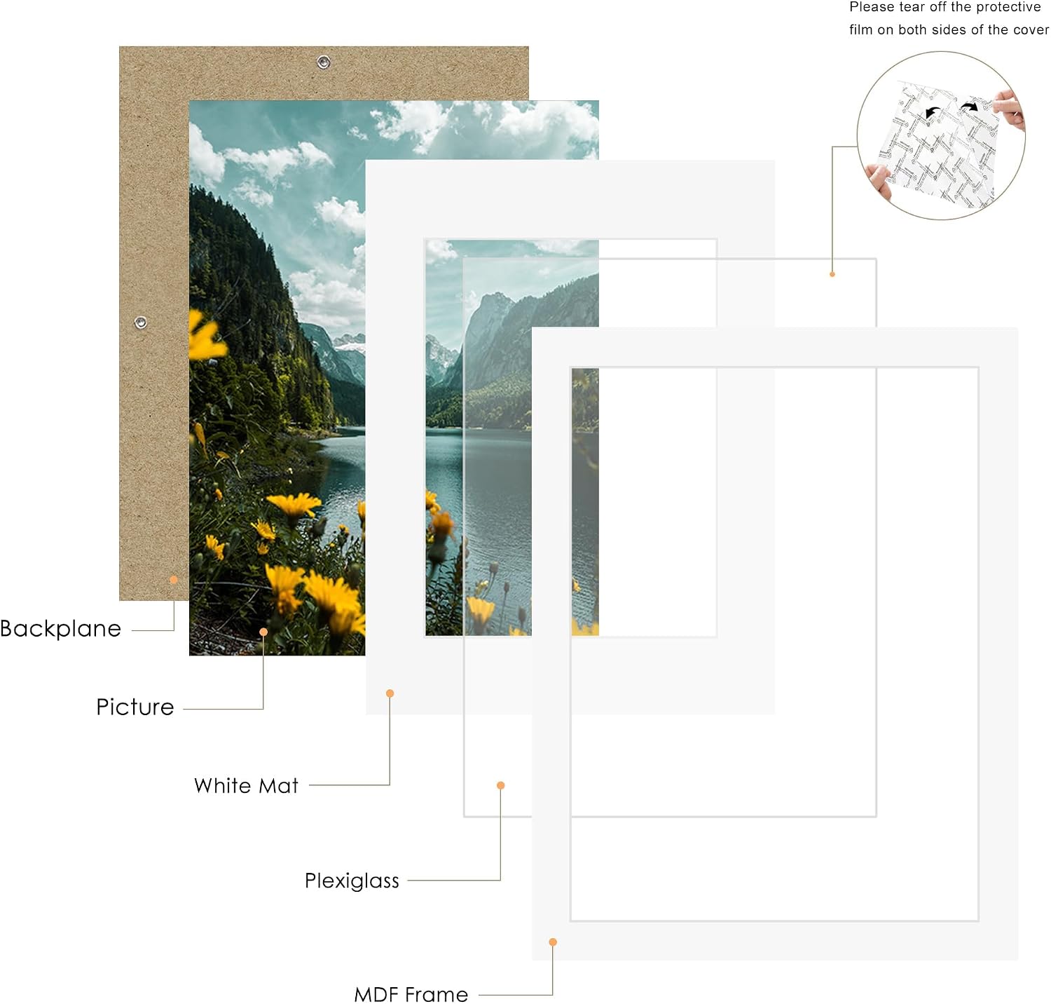 16x24 White Picture Frame, Poster Frame for Wall, 3 Pack | Fits 12x18 Photos With Mat or 16x24 Without Mat, Vertical or