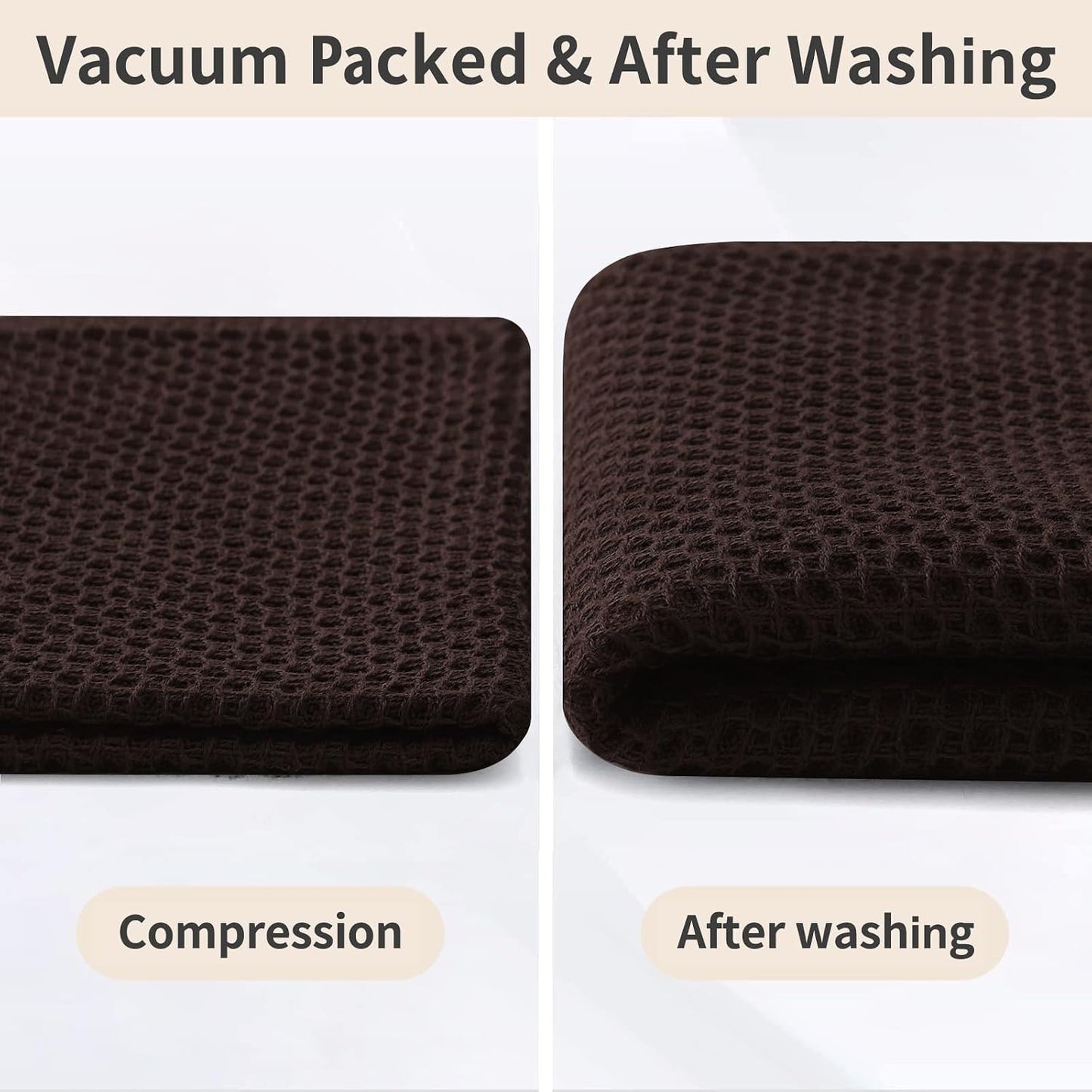 Homaxy 8 Pack 100% Cotton Kitchen Towels and Dishcloths Set, Dark Brown | 12 x 12 Inches and 13 x 28 Inches Kitchen