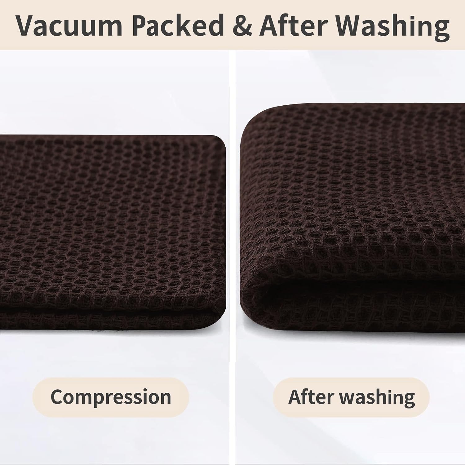 Homaxy 8 Pack 100% Cotton Kitchen Towels and Dishcloths Set, Dark Brown | 12 x 12 Inches and 13 x 28 Inches Kitchen