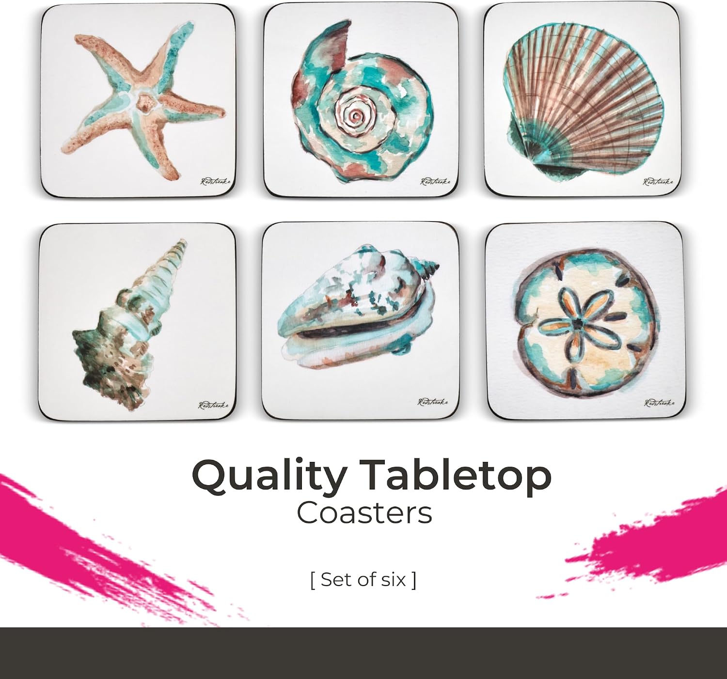 Coasters / Multi Color / One Size / Coastal Shore