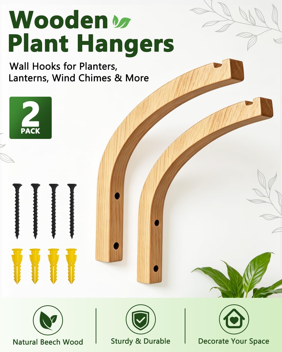 Wooden Plant Hangers / 1-arc Style / Set of 2