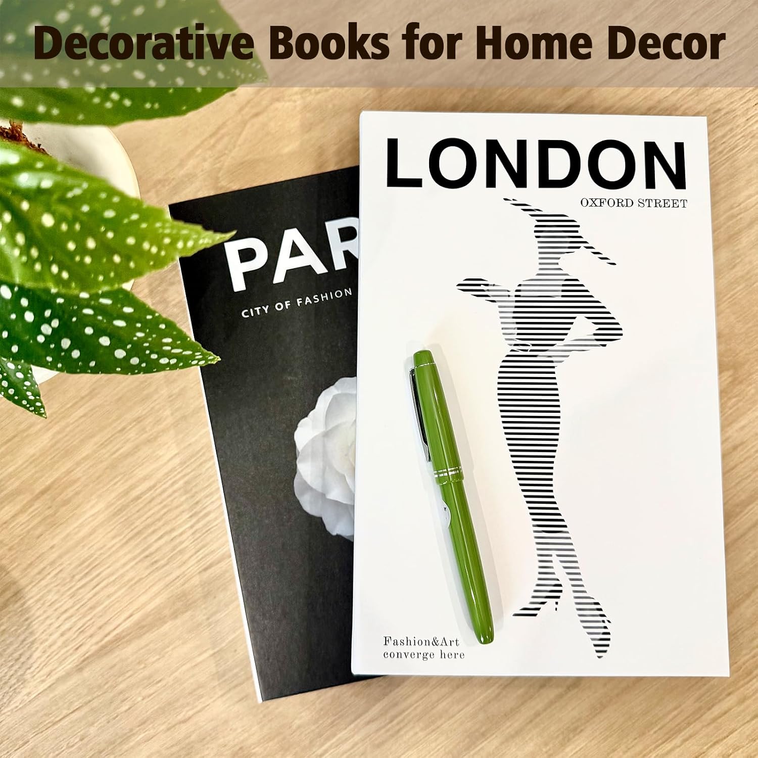 Decorative Books / Stylish Bookshelf and Office Living Room and White Fake Books / Black
