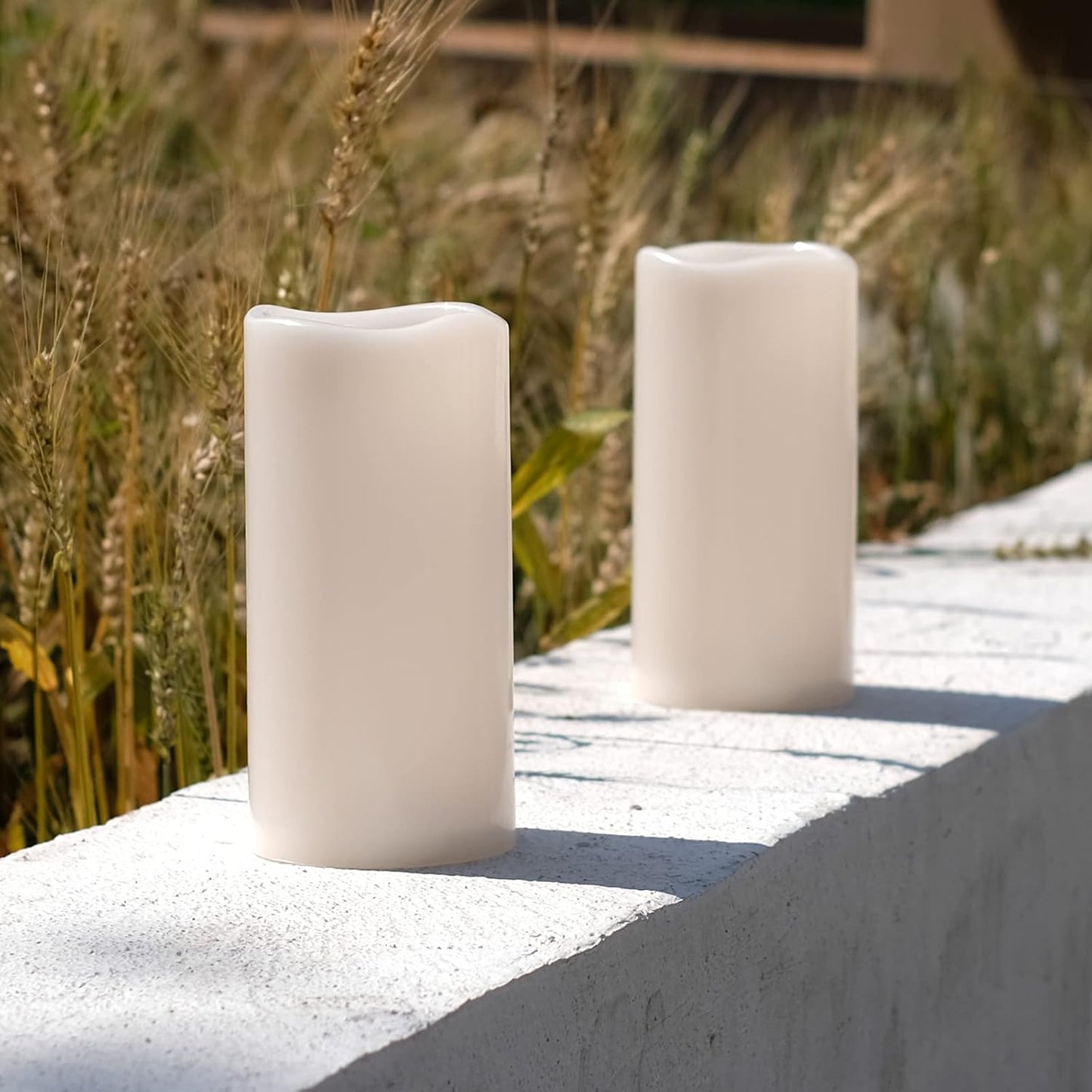 NONNO&ZGF 4X8 inch Huge Outdoor IP44 Warm White LED Rainproof Waterproof Candles, Large Flameless Battery LED Pillar