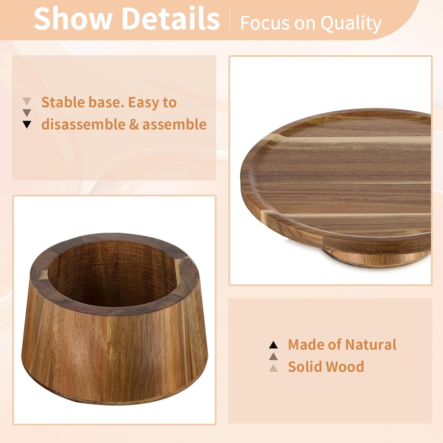Wood Cake Stand Cupcake Stand / 7.6" Diameter / 7.6 Inch