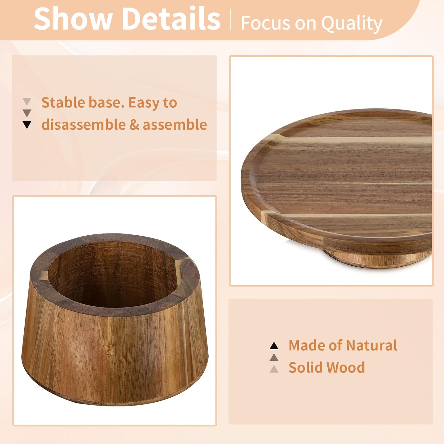 Wood Cake Stand Cupcake Stand / 7.6" Diameter / 7.6 Inch