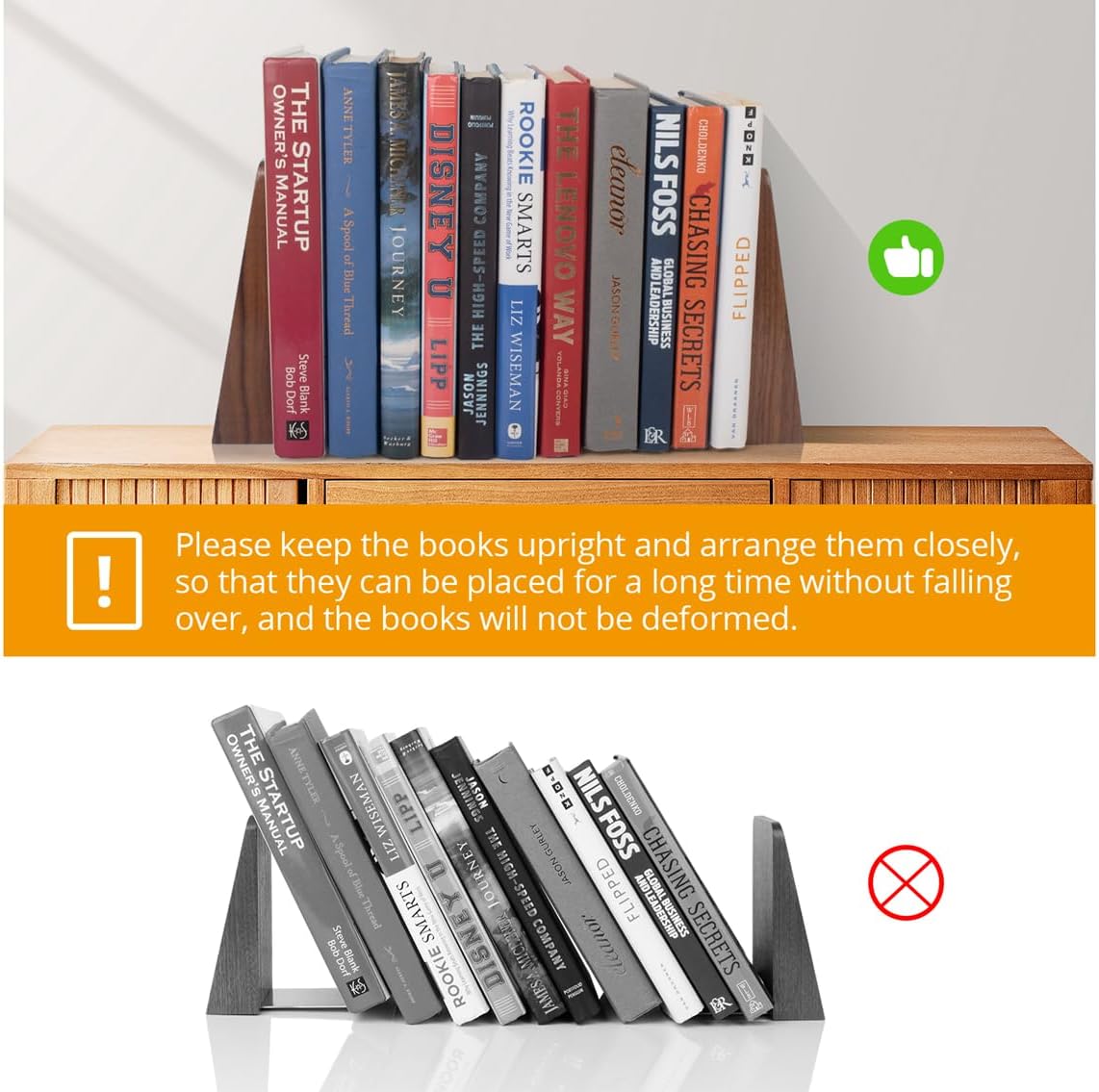 Walnut Book Ends Heavy Duty Handmade Book Ends / Walnut Wood Large / Black