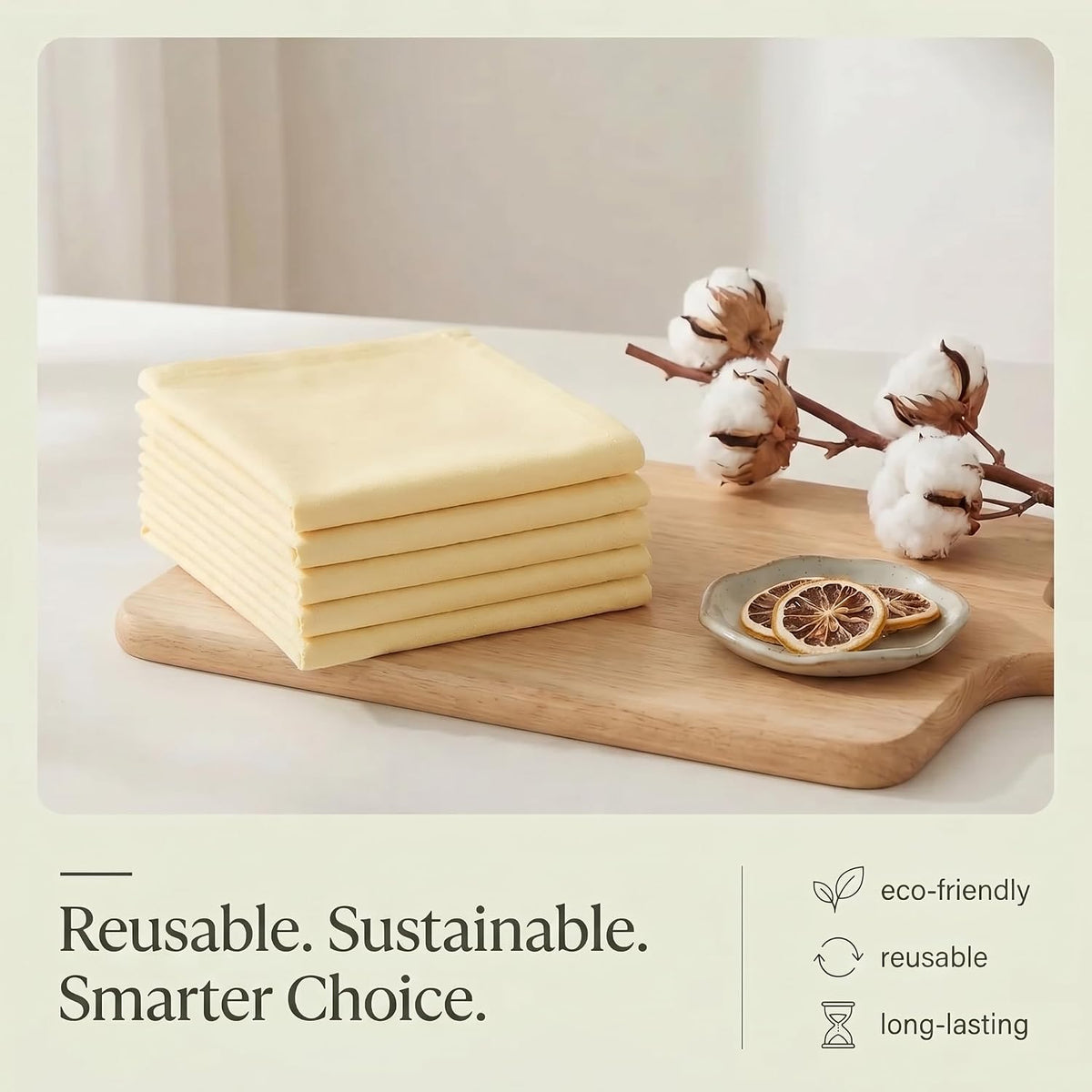 Urban Villa Kitchen Towels Cotton Dish Towels 20”x30” (Set of 6) Yellow