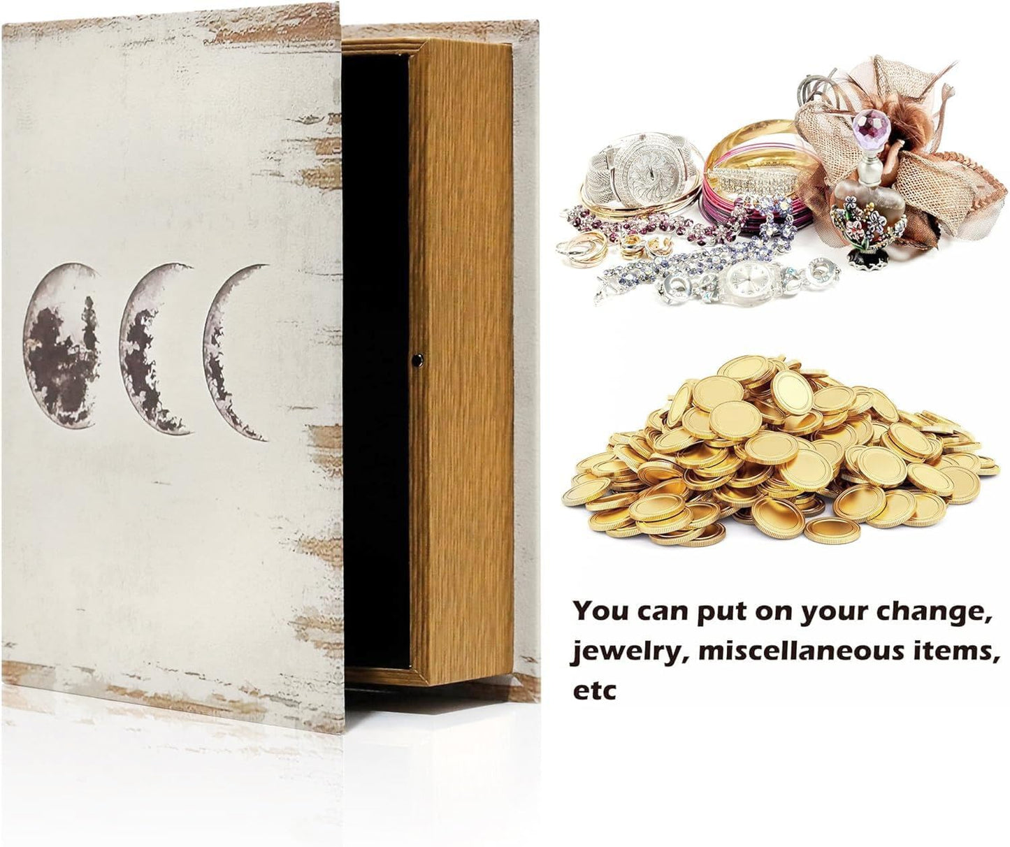 Vintage Style Fake Book Storage Organizers in 11 / Moon / Set of 3