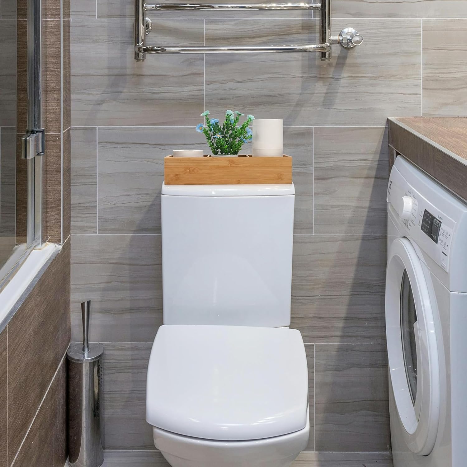 Wood Toilet Tank Basket / 16.5 x 5.5 x 3.5