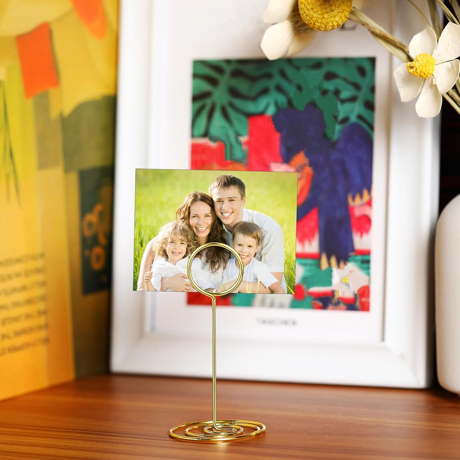 TecUnite 48 pcs 3.35 Inch Picture Clips Table Place Photos Card Holder Gold | number Cards Holds Menus Name, Wedding