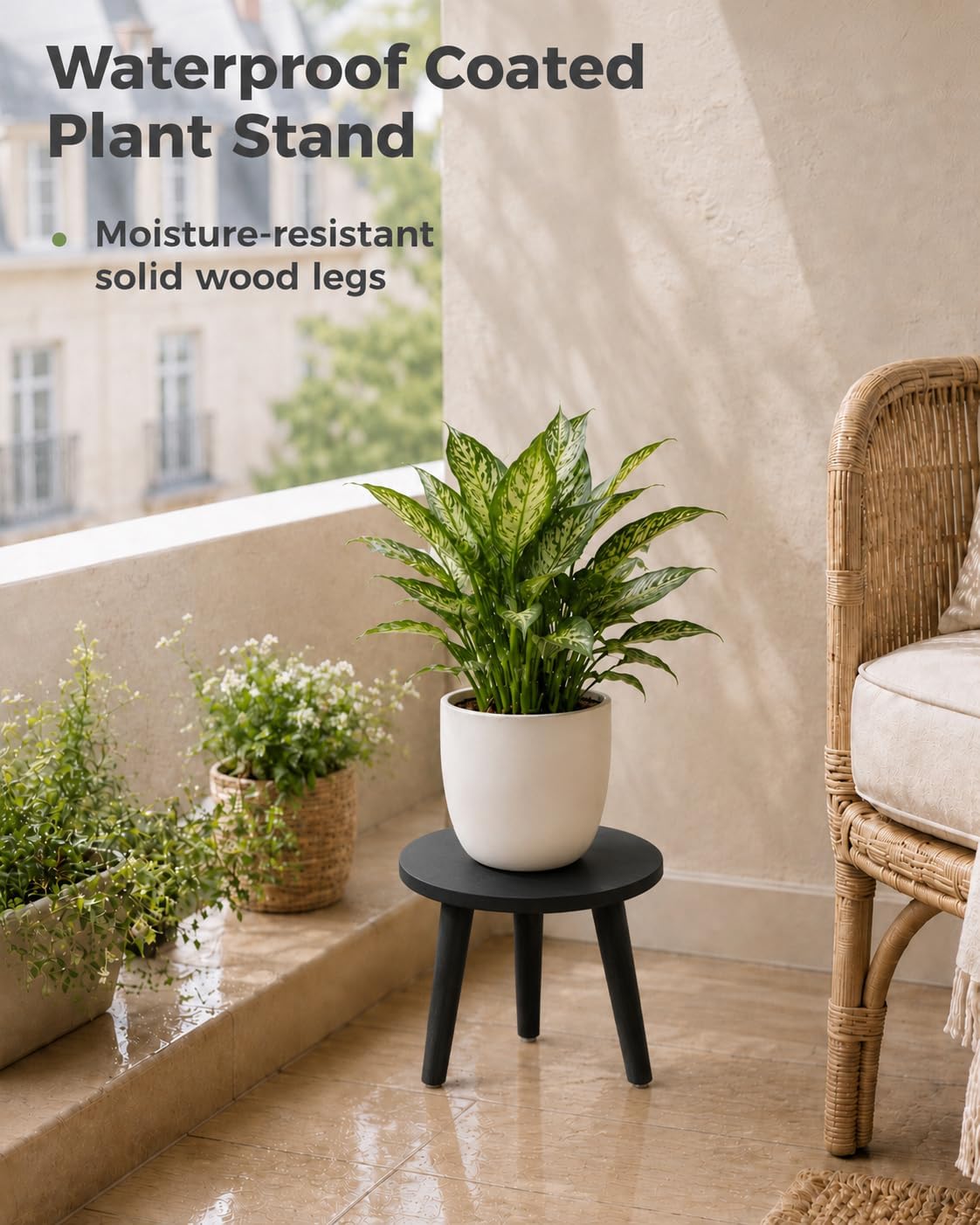 Plant Stand Indoor Small Plant Stand Wood Plant Stool Plant Table / Black Short