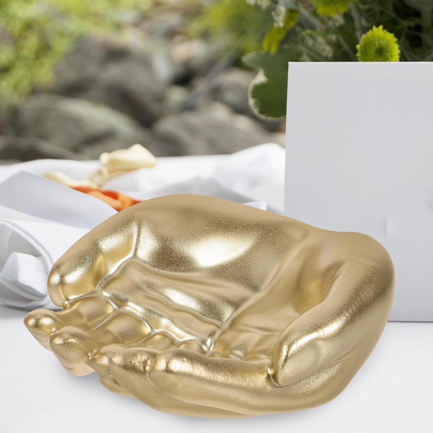 Palm Shape Jewelry Organizer Tray Resin Jewelry Storage Plate / 12 x 10.5 x 4.5 / CM / Golden