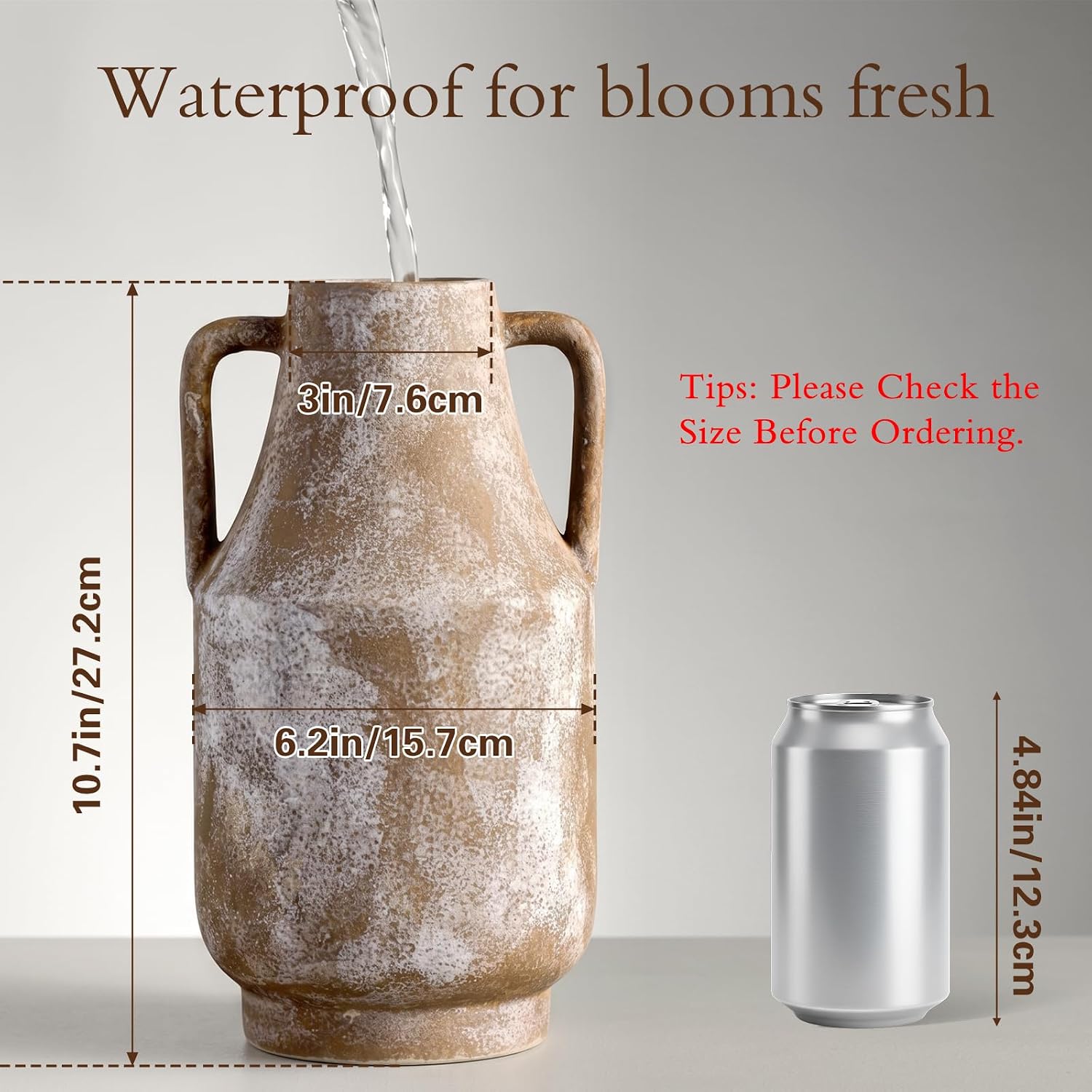 Ceramic Flower Vase / 1-terracotta/10.7 / 10.7 Inch