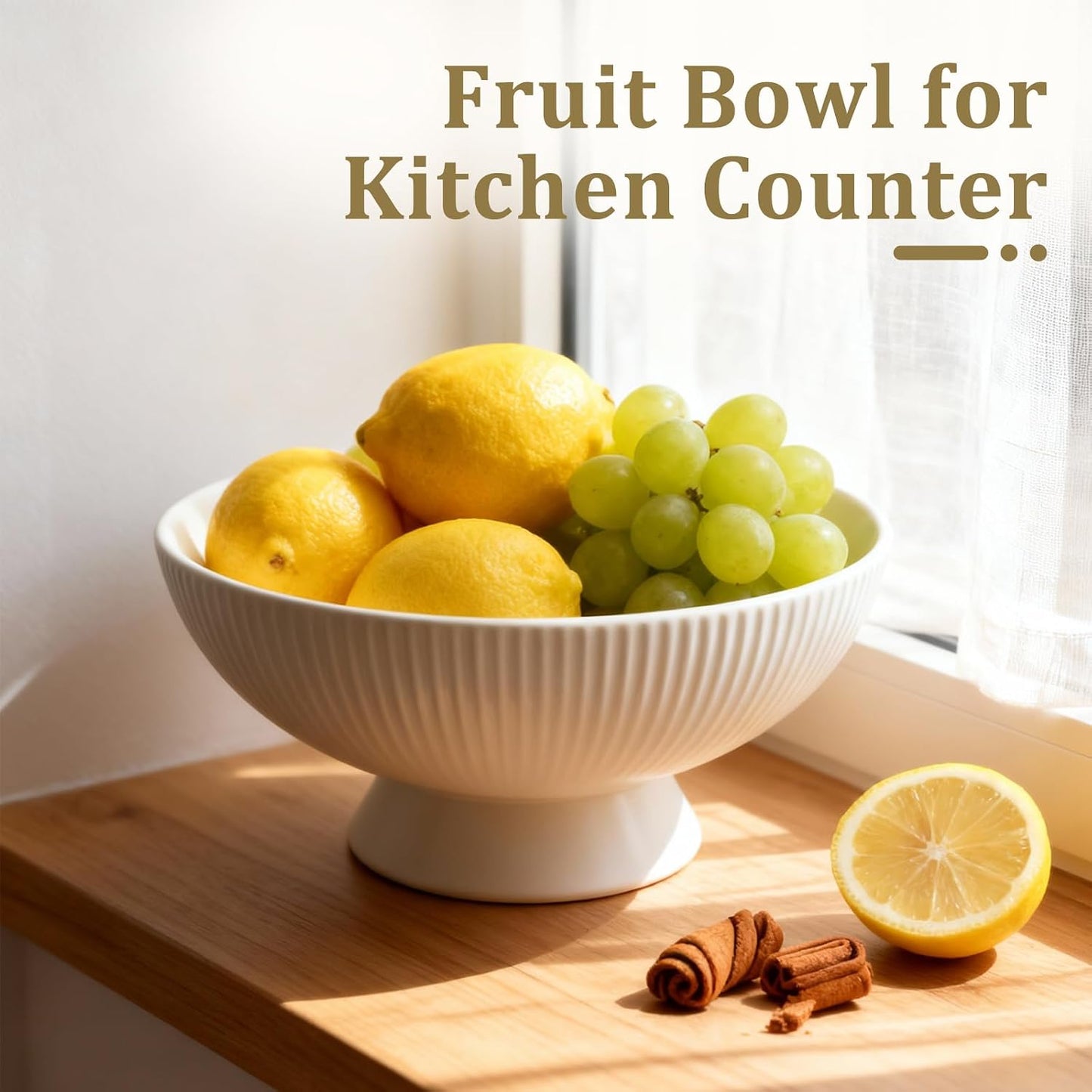 Small Decorative Bowl Multi-Use White Ceramic Fruit & Key Bowl / 8 Inch / Cream White