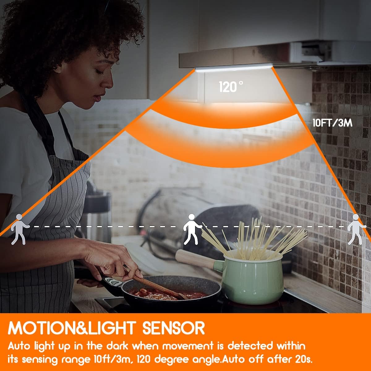 6 Pack Motion Sensor Closet Lights, 10 LED Stick-on Anywhere Magnetic Portable Wireless LED Under Cabinet Lights