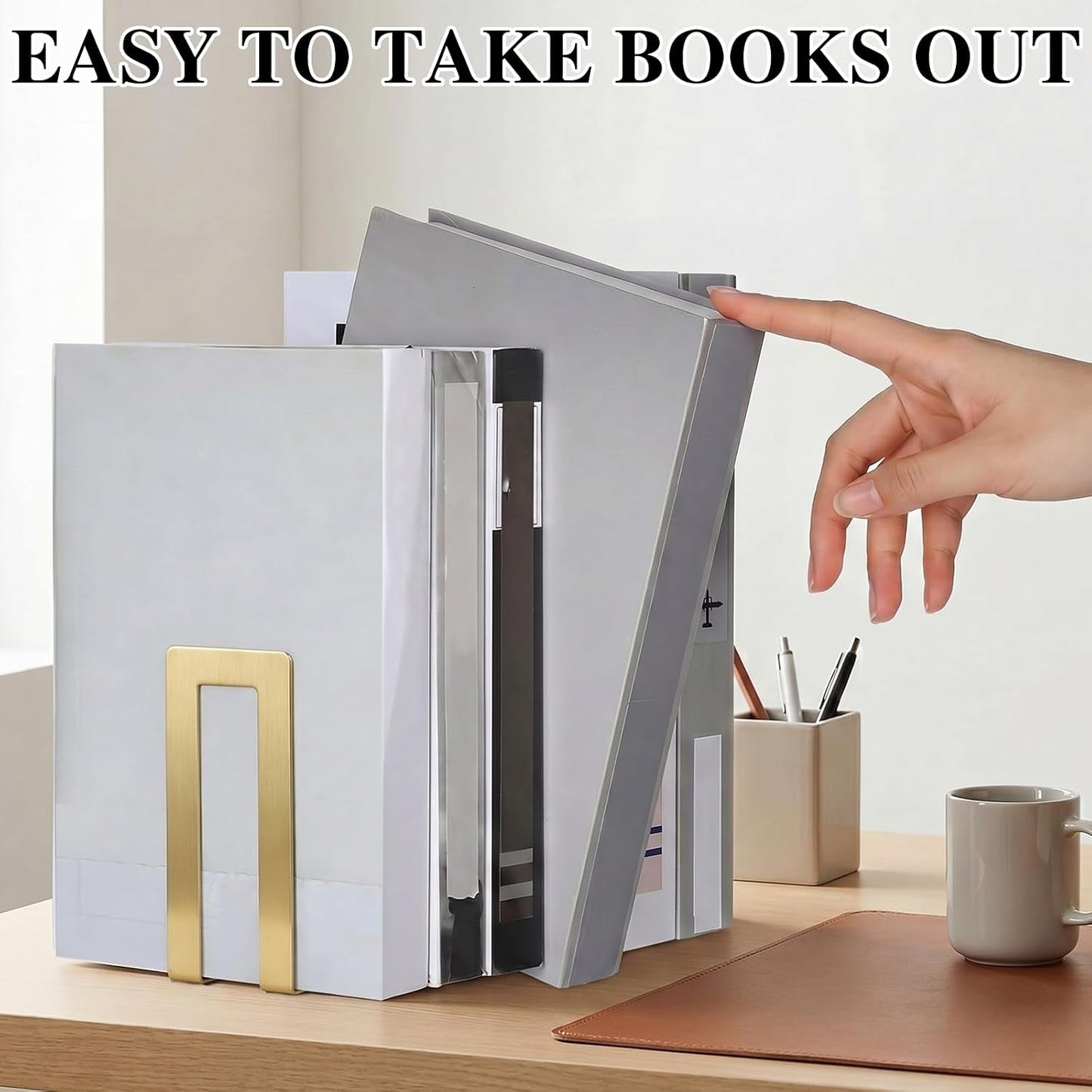 Modern Metal Book Ends / Square / Gold / Set of 6
