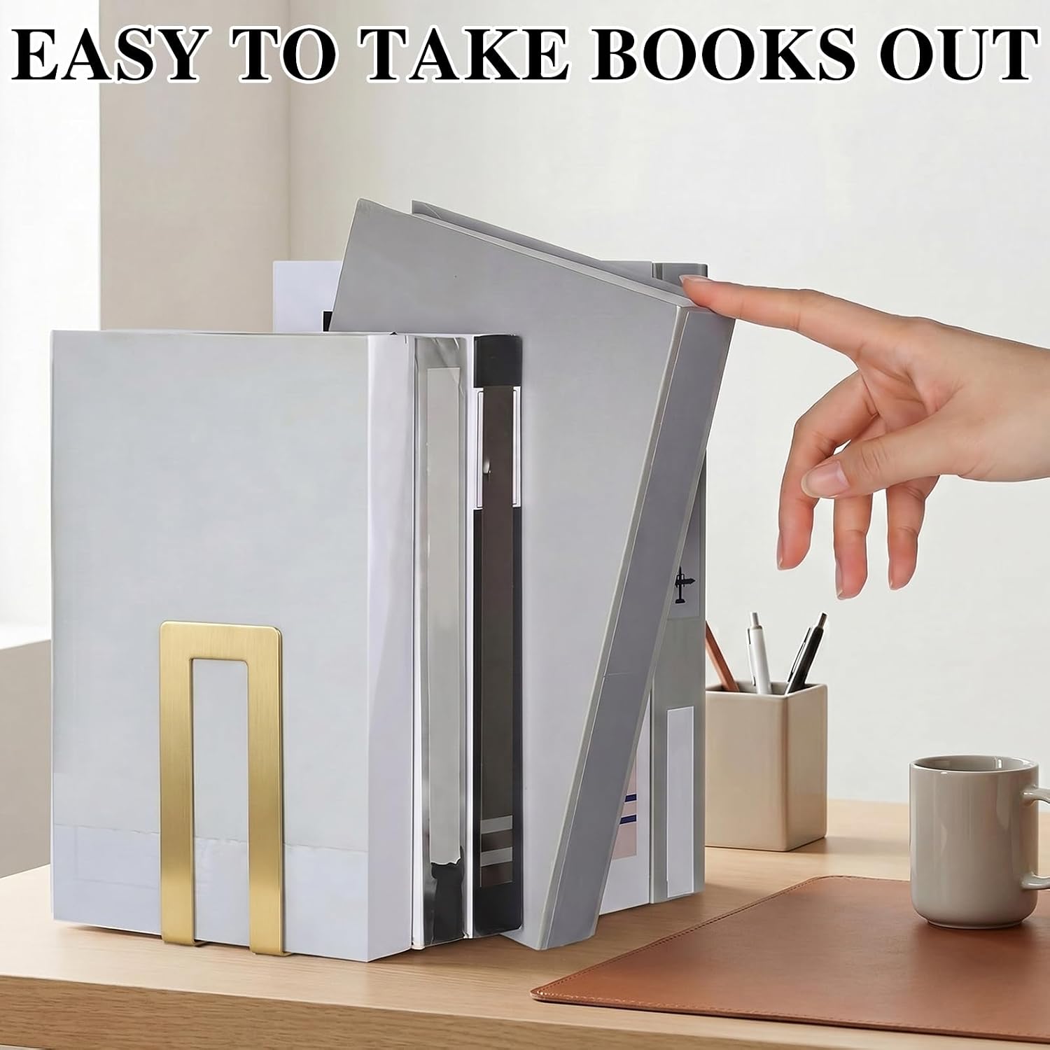 Modern Metal Book Ends / Square / Gold / Set of 6