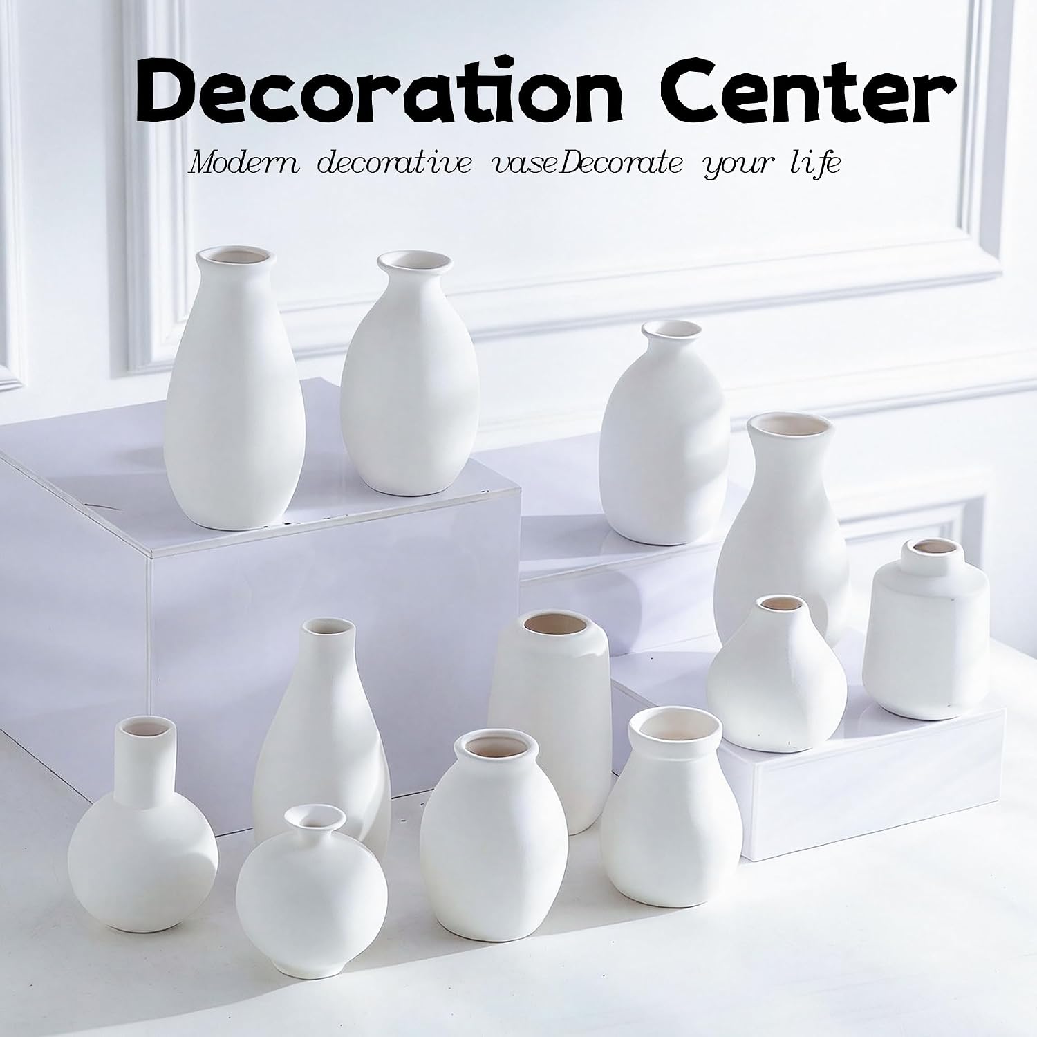 Small Ceramic Vase in Bulk / White Ceramic Vases / Set of 12