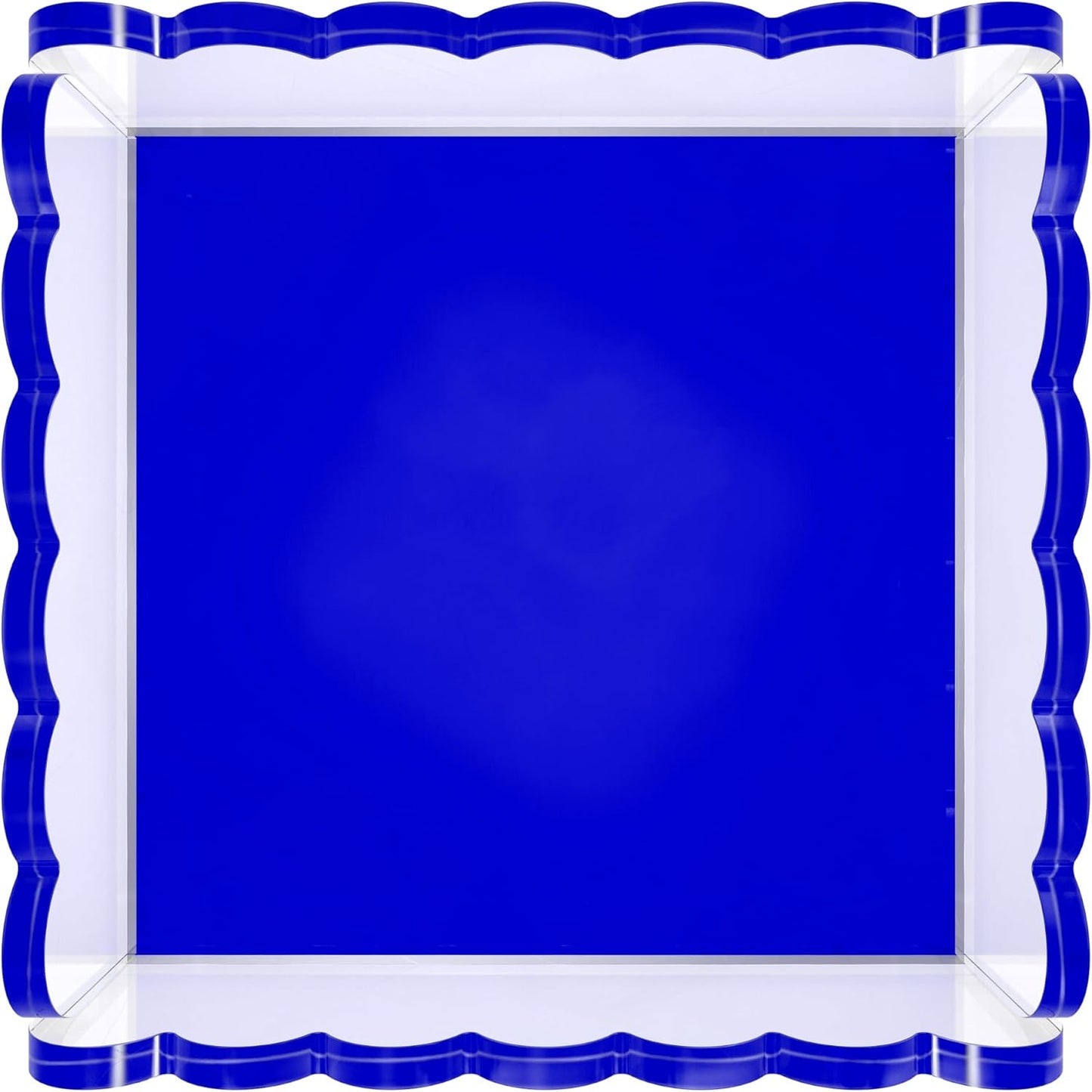 Scalloped Acrylic Tray / Navy / 8 x 8