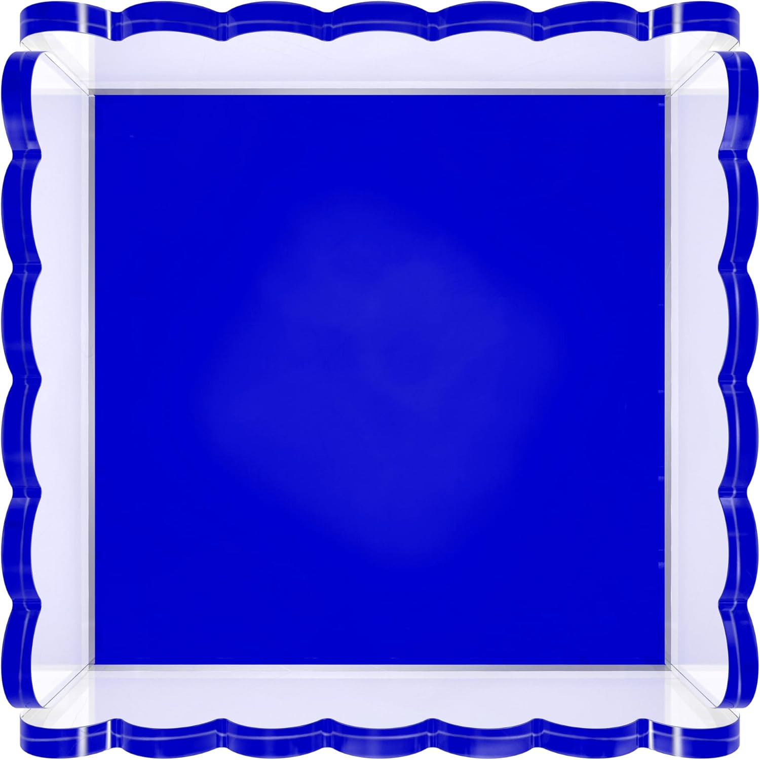 Scalloped Acrylic Tray / Navy / 8 x 8