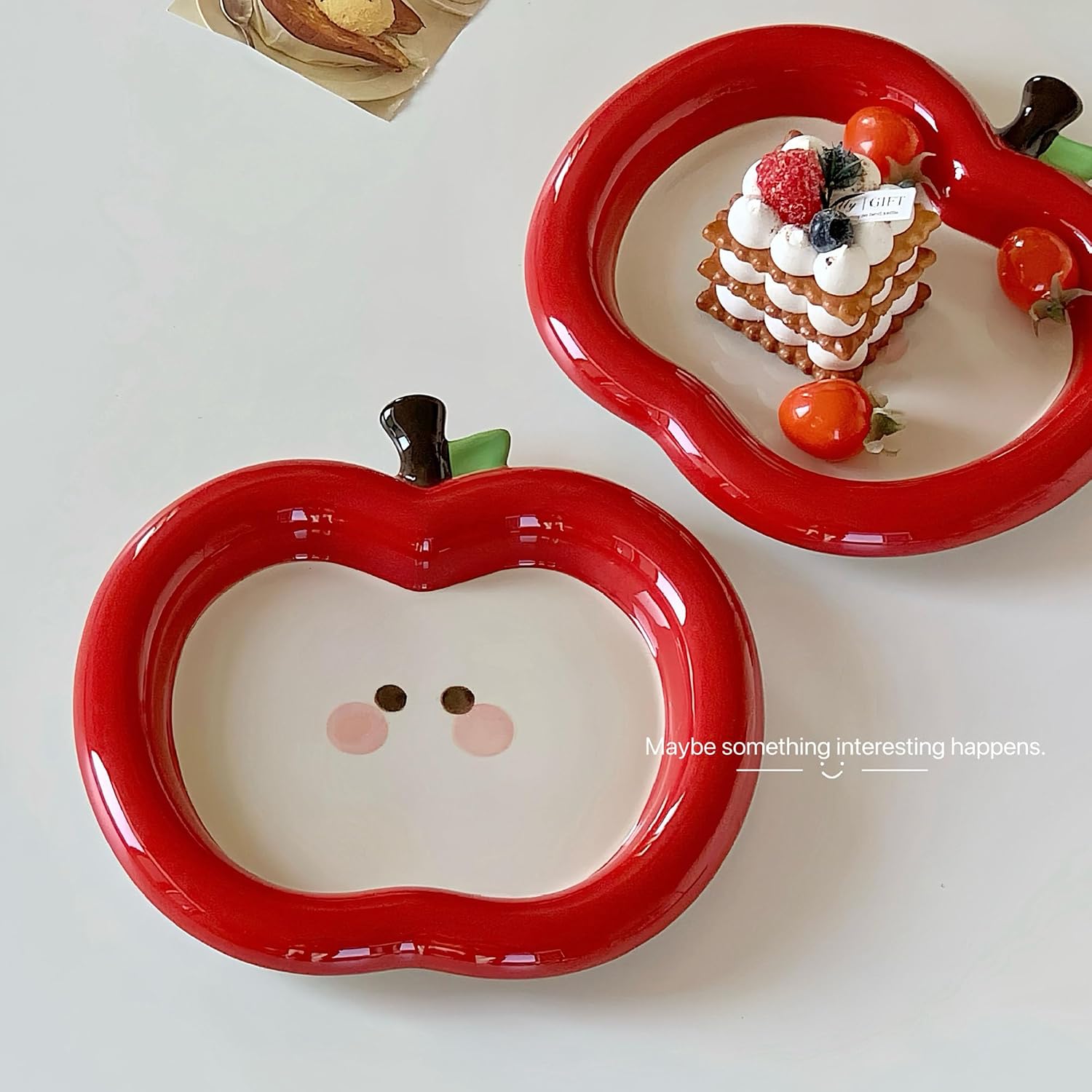 Green Apple Jewelry Tray Ceramic Ring Holder Dish " Key / #b Green Apple Jewelry Tray / 8.7 x 8.3