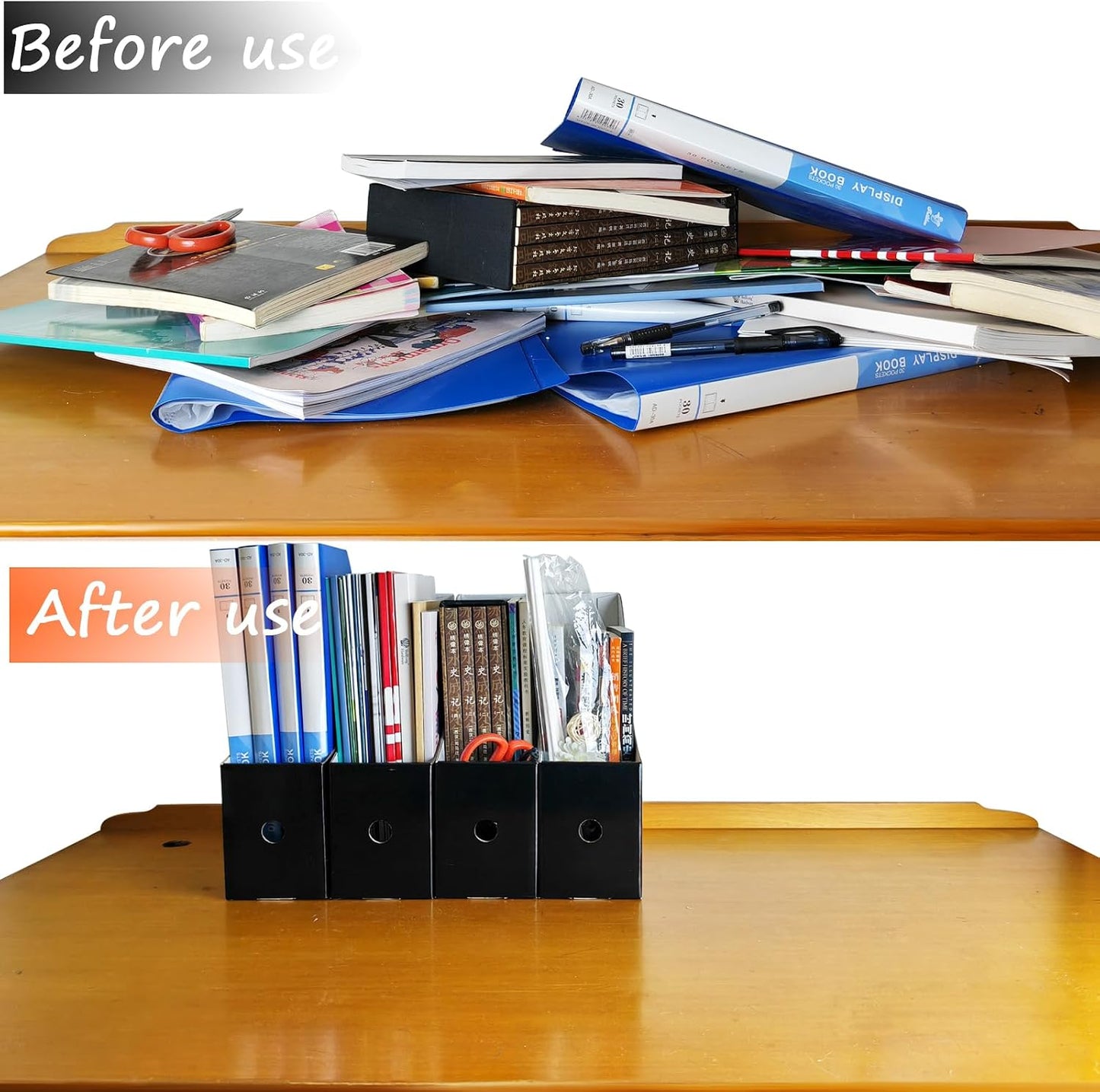 Limitliho 24 Pack Black Cardboard Magazine File Holder for Desk or Shelves | 10.6''H×10.2'L×3.5''W Cardboard Magazine