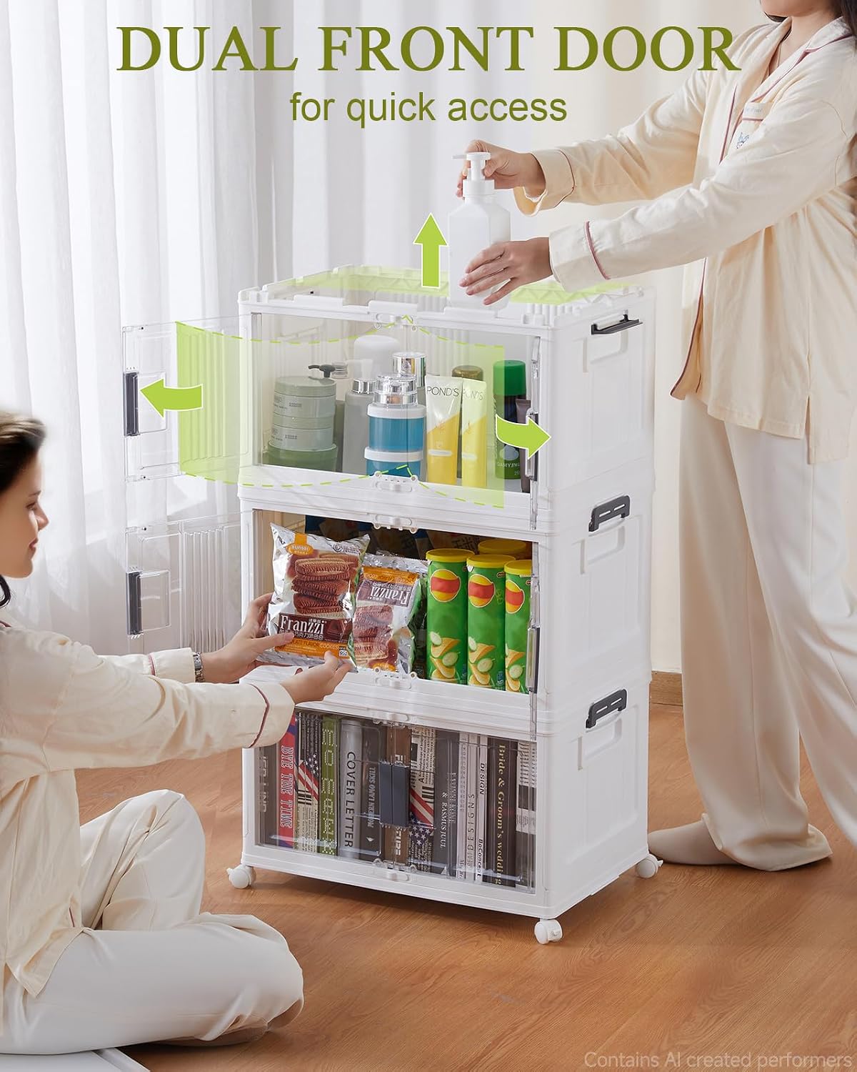 144QT Lockable Storage Bins / 48qt-white / Set of 3
