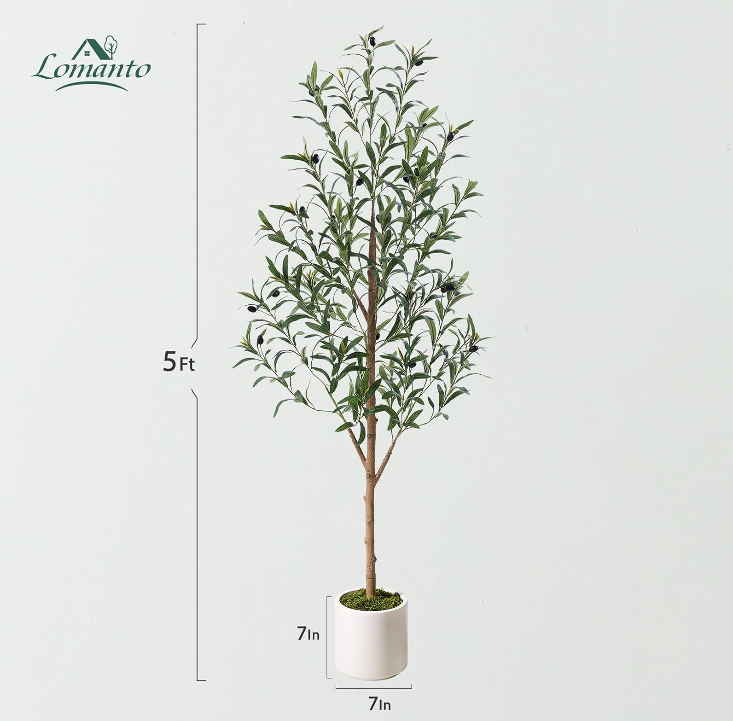 Lifelike Faux Plants Indoor / 5ft-7"planter / White / 5 Inch