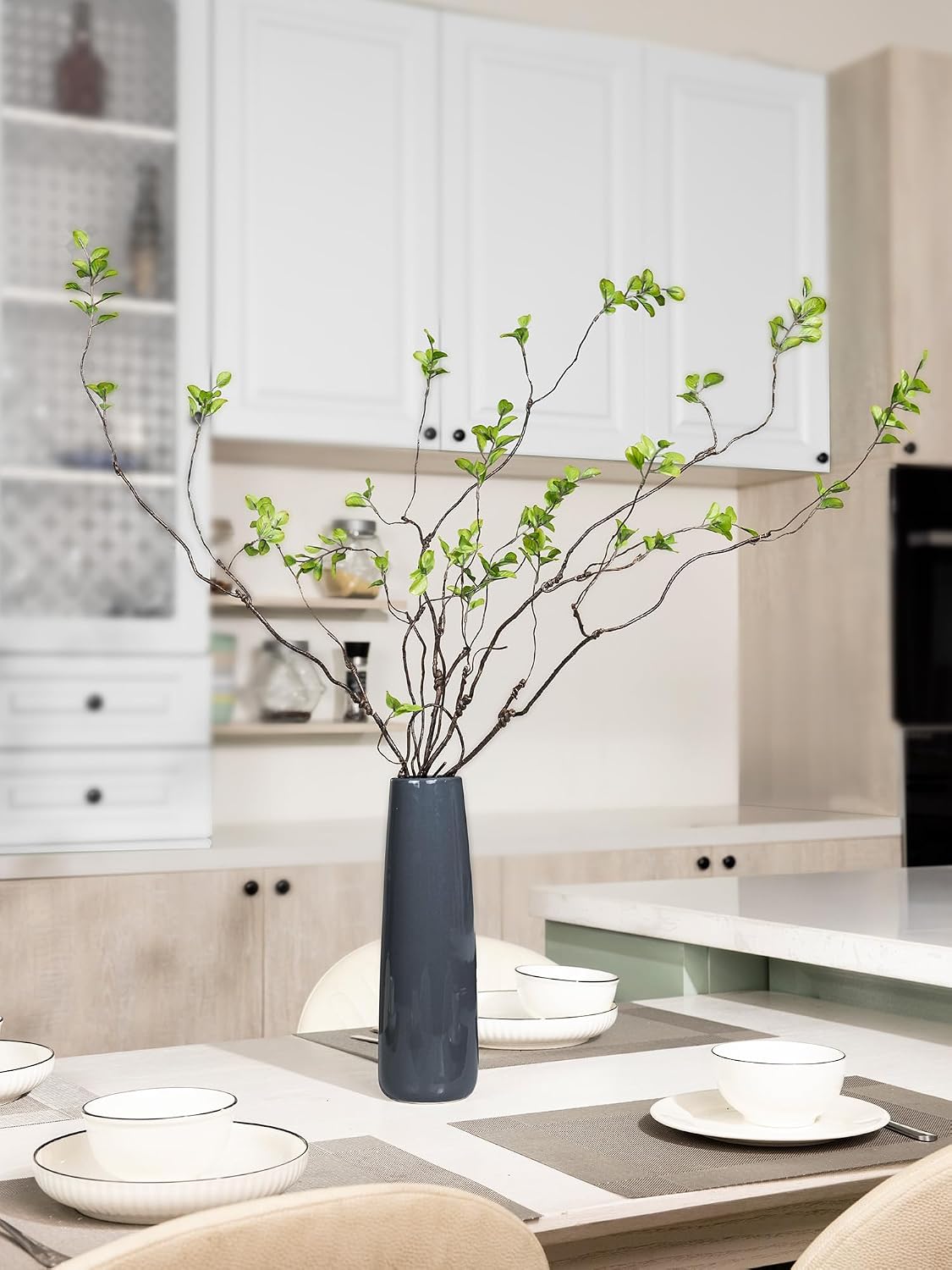 Faux Greenery Stems Branches for Vases / Green / Set of 4