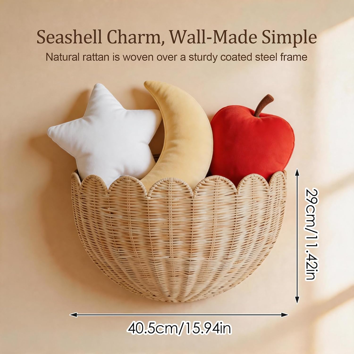 Scalloped Rattan Wall Basket