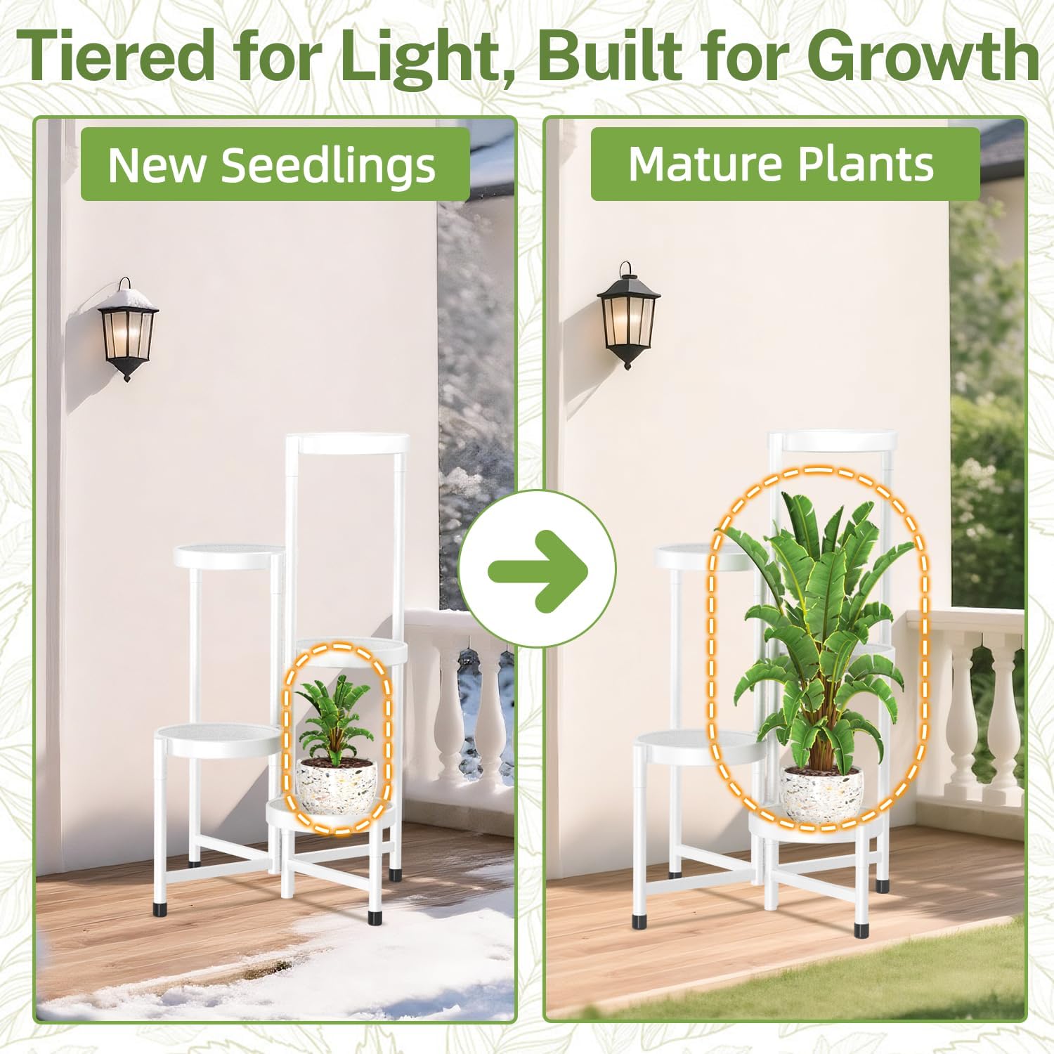 iDavosic.ly Plant Stand Indoor Outdoor, 5 Tier Metal Corner Shelf, White | Tiered Flower Display Holder, Folding Multi