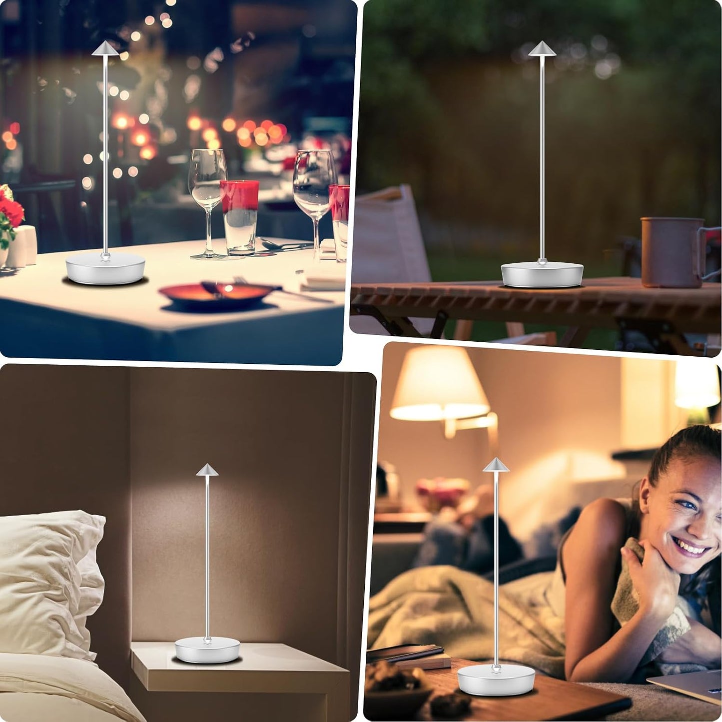 2Pack Rechargeable Cordless Table Lamp, Portable Powered LED Battery 6000mAh Metal USB Desk Lamp, 3 Levels Brightness