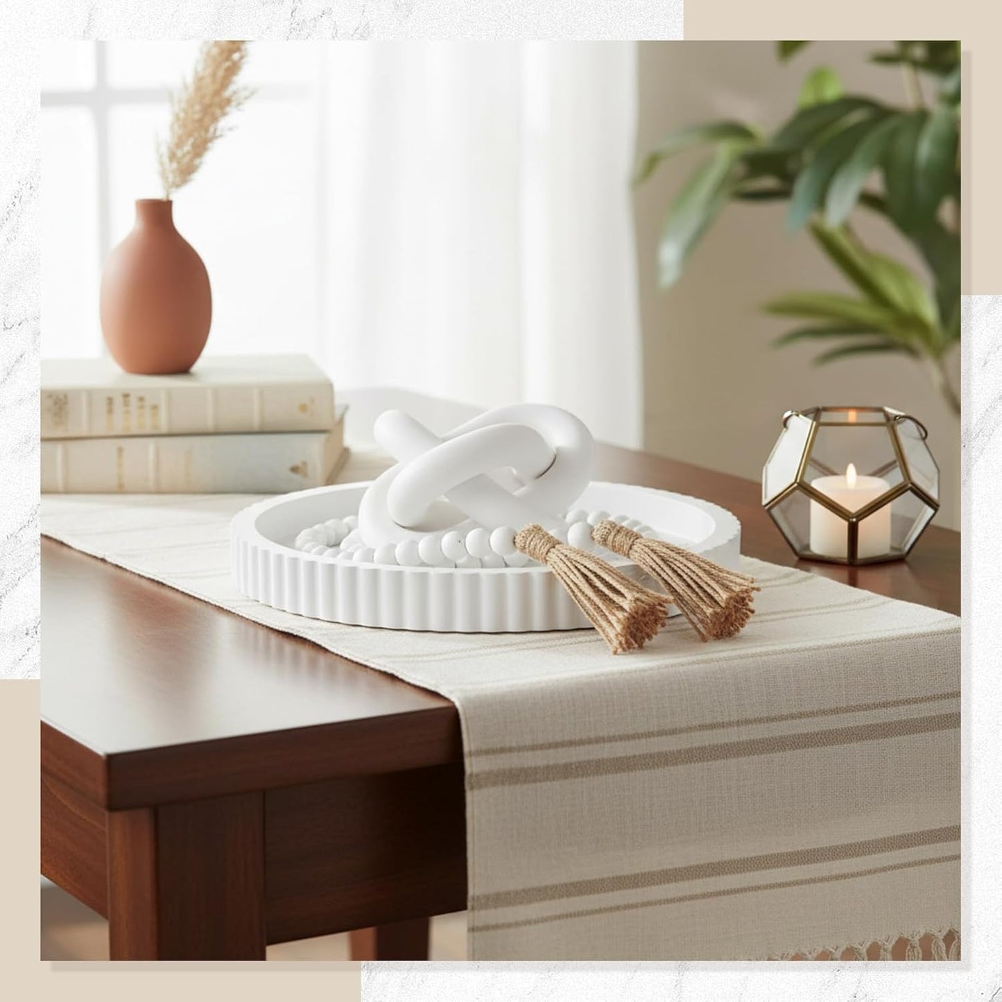 Farmhouse Decorative Tray Set / White / Set of 3
