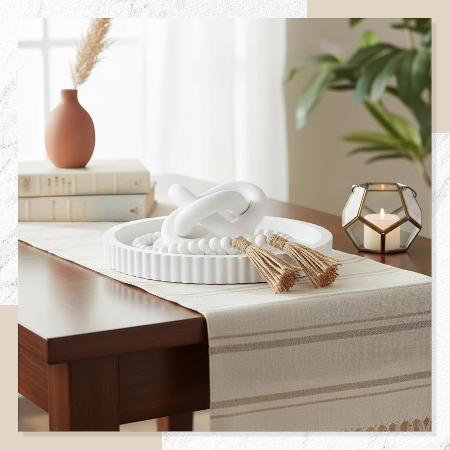 Farmhouse Decorative Tray Set / White / Set of 3