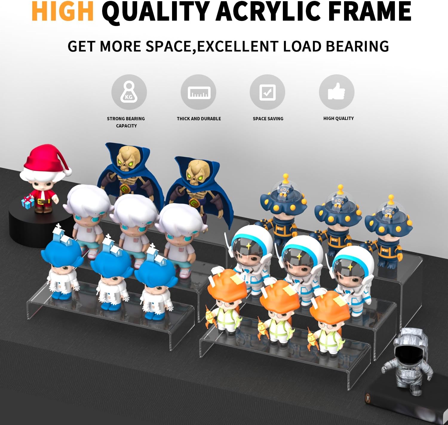 Rectangular Acrylic Showcase Collectibles Display Stands Suitable for Retail / M / Clear / Set of 6