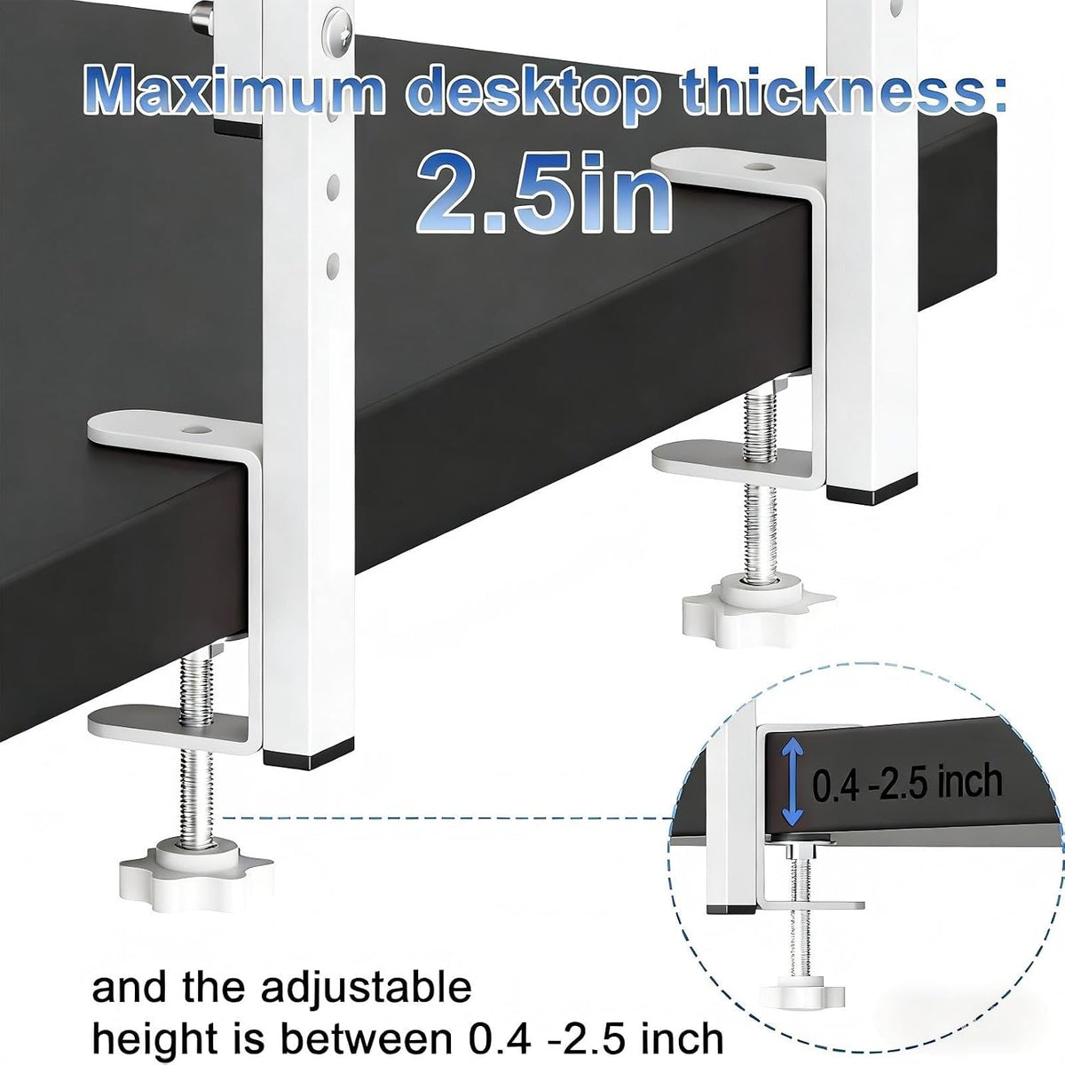 Spacrea Clamp on Desk Shelf, 2 Tier Office Desk Shelves Organizer, Wood Desktop Supplies Storage Rack, Desk Organizers