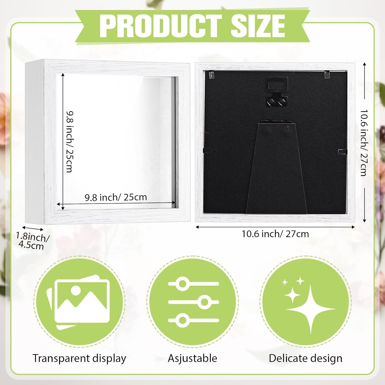 Ripeng 16 Pack 10 x 10 Inch Shadow Box Frame Display Cases, Deep Picture Frames for Wedding Bouquet Preservation