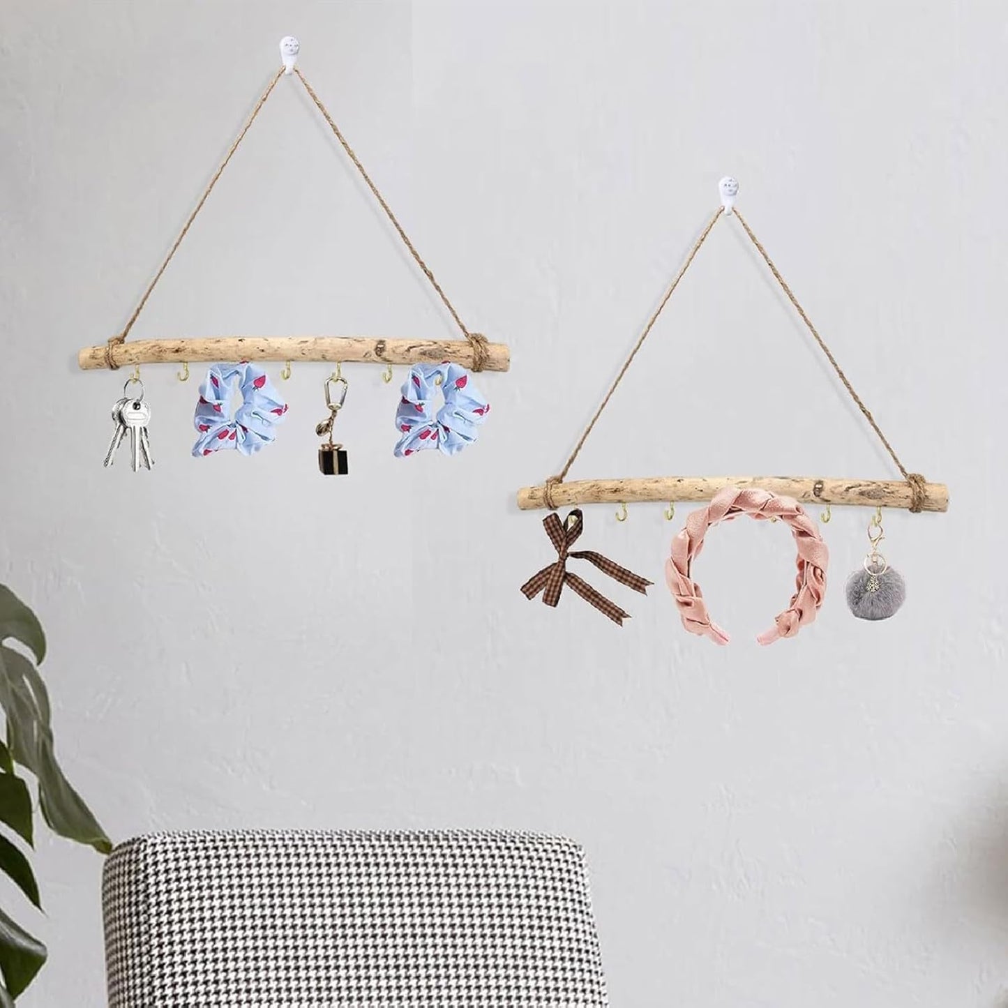 Decorative Floating Wall Shelves Coat Hooks Driftwood Branch Hook Branch Hanger / 7 Hook / Set of 2