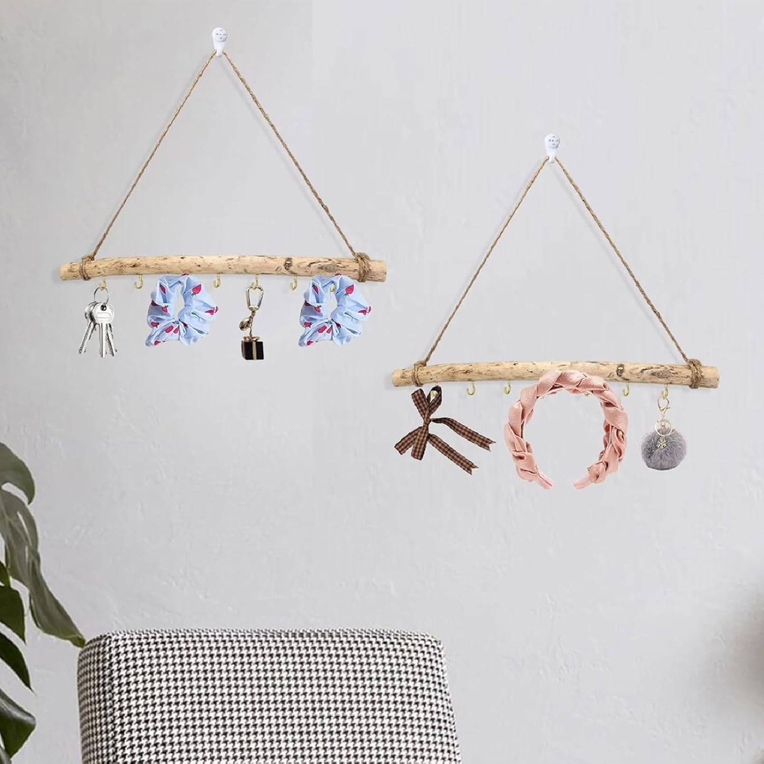 Decorative Floating Wall Shelves Coat Hooks Driftwood Branch Hook Branch Hanger / 7 Hook / Set of 2