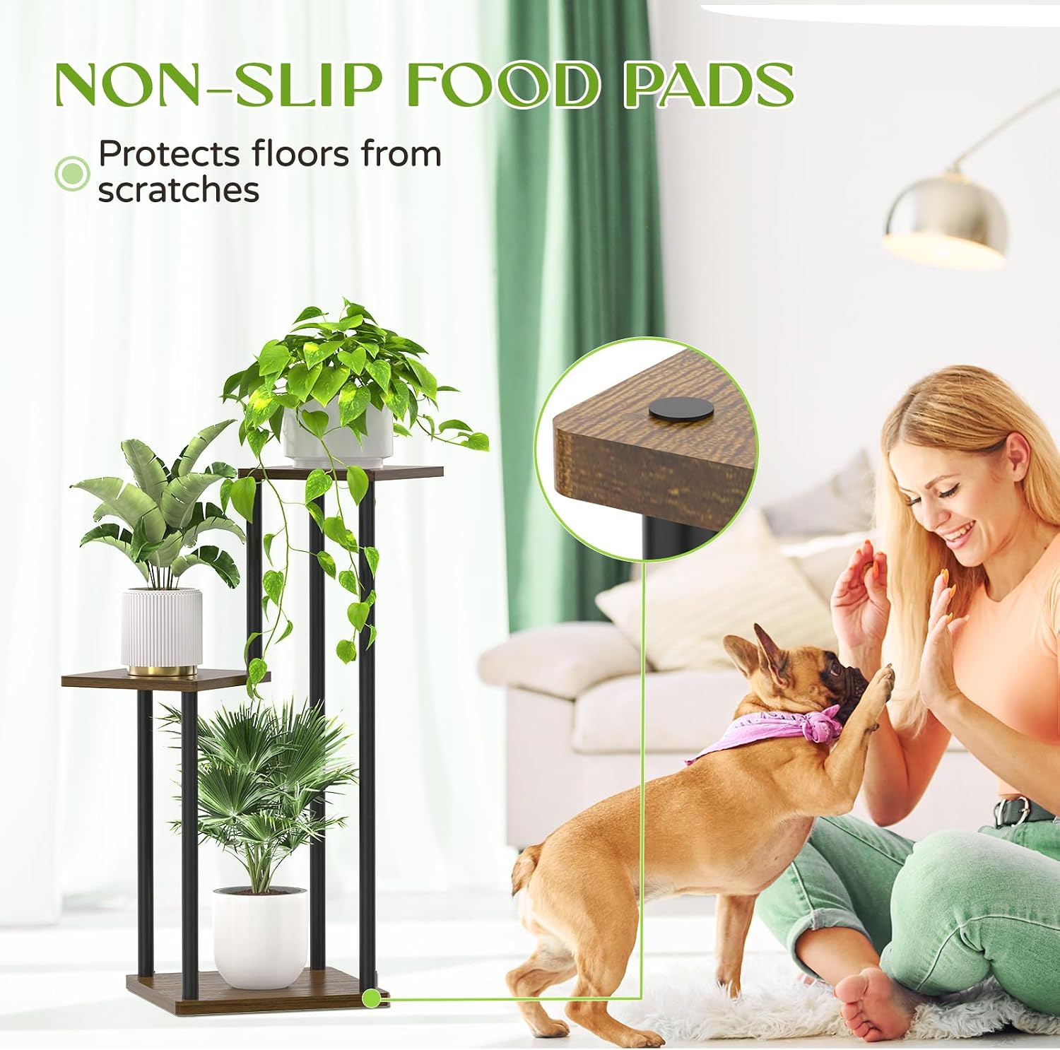 3 Tier Plant Stand Indoor Outdoor,Oppro Wood Metal Corner Flower Shelf | Planter Pot Holder Clearance, Multiple Plants
